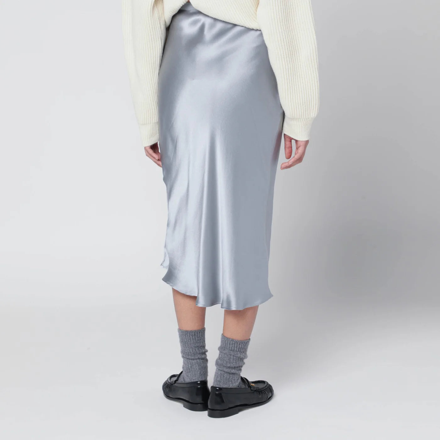 ANINE BING Pastel blue silk midi skirt