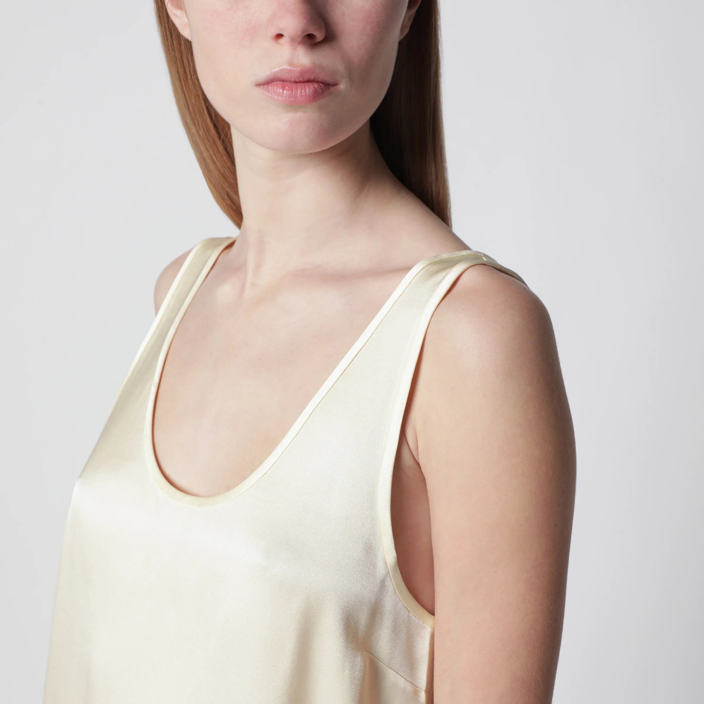 ANINE BING Lea top in butter-colored silk