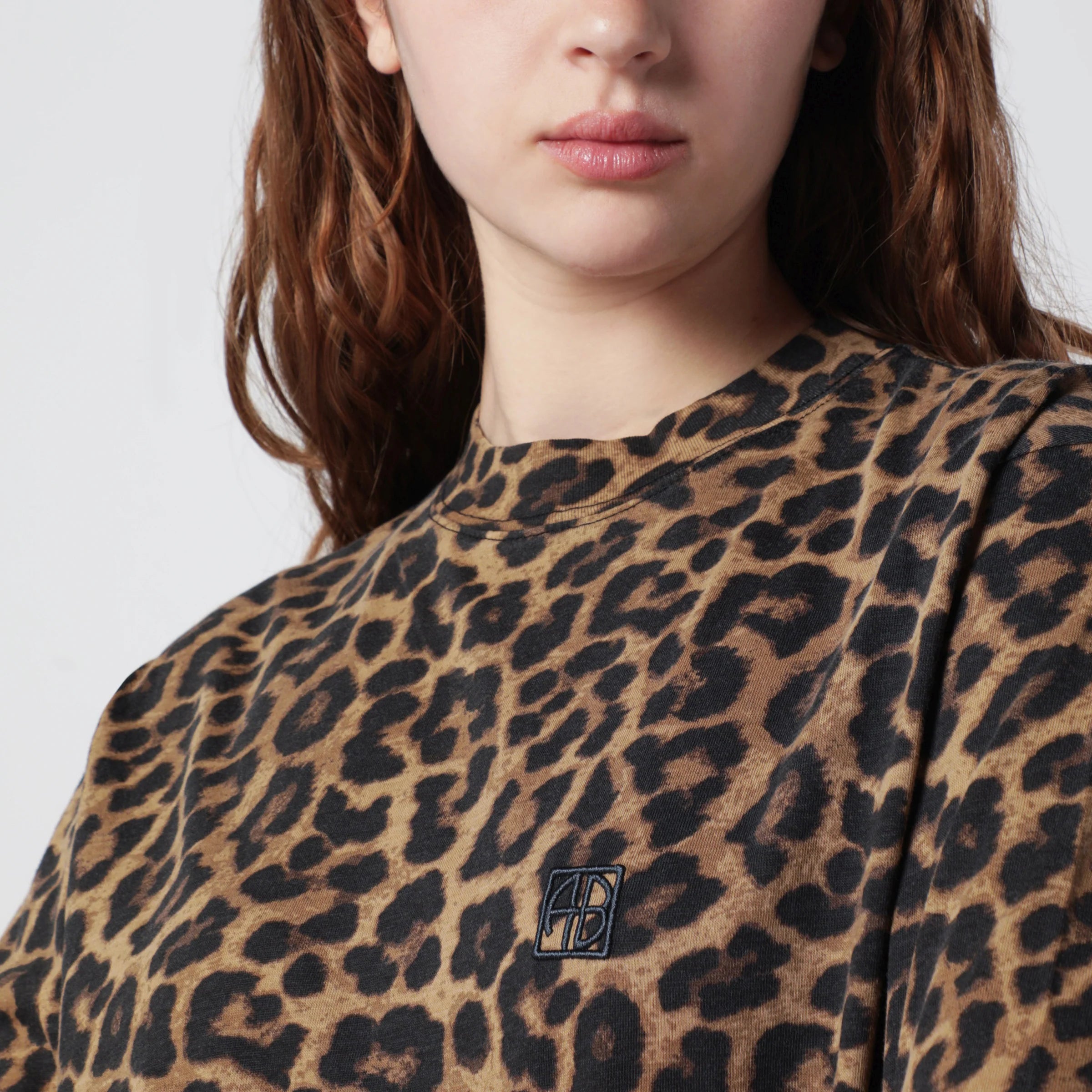 ANINE BING Avi leopard print cotton T-shirt