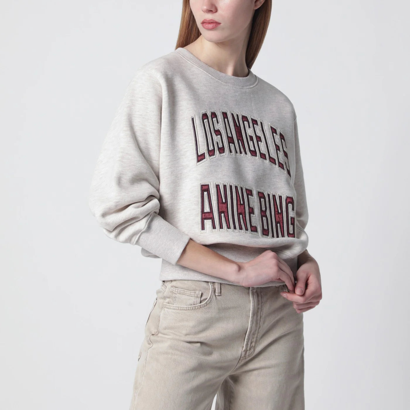 ANINE BING Harry Shrunken La beige mélange sweatshirt