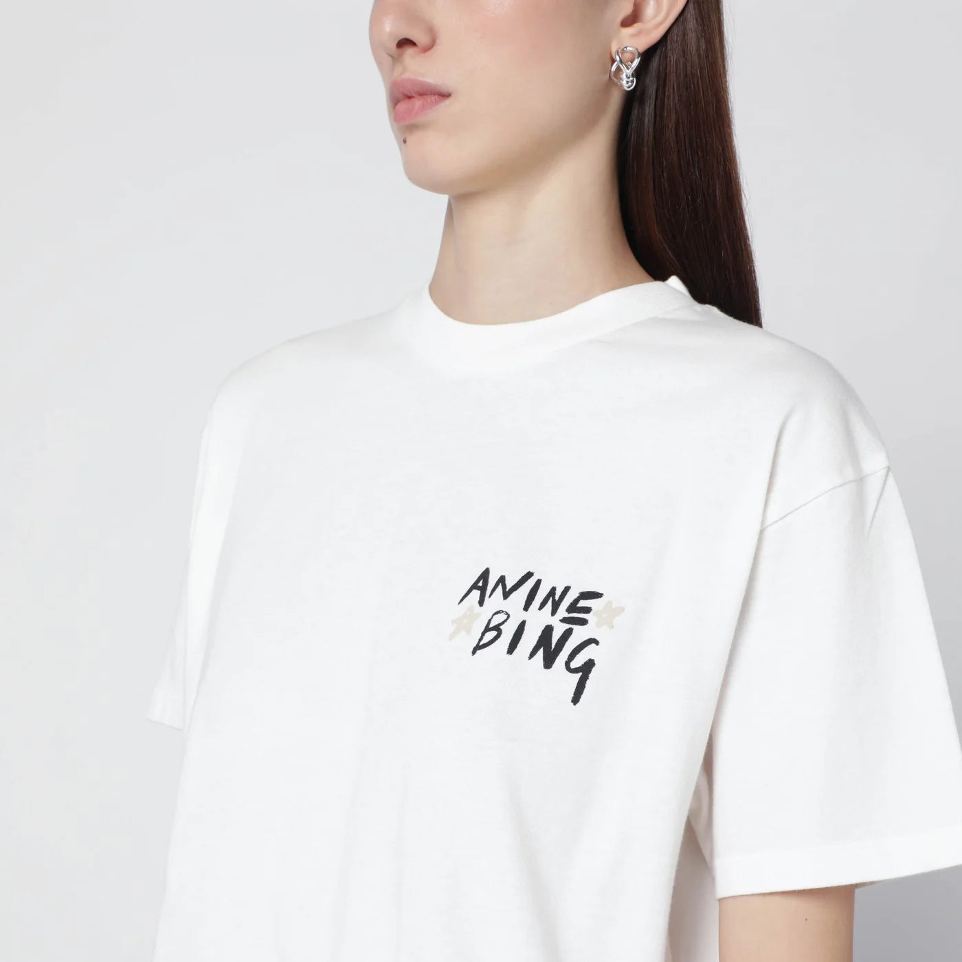 ANINE BING Ivory T-shirt with logo print