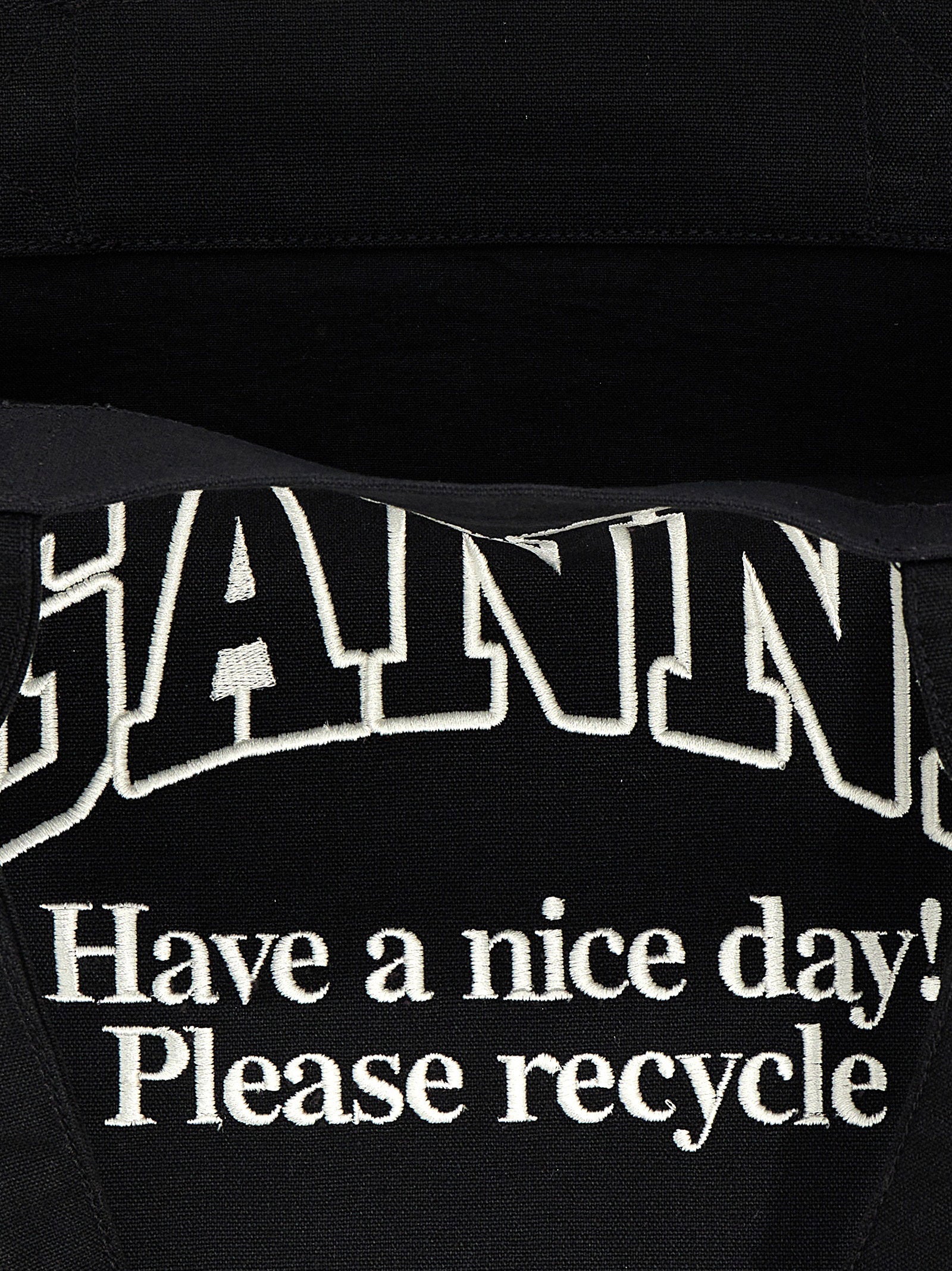 Ganni Large Easy Shopper Contrasted Logo Shopping Bag