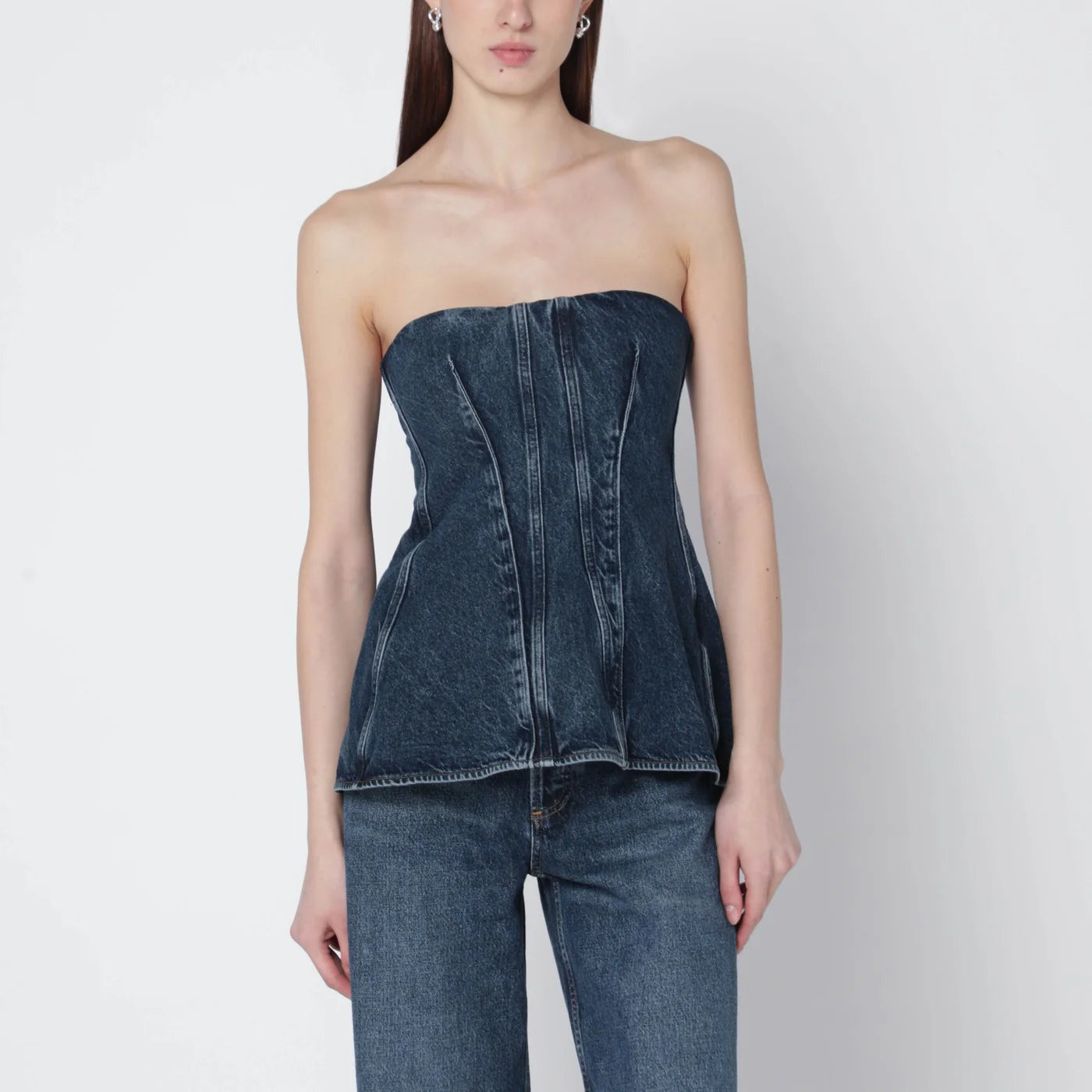 AGOLDE Blue Lara denim corset