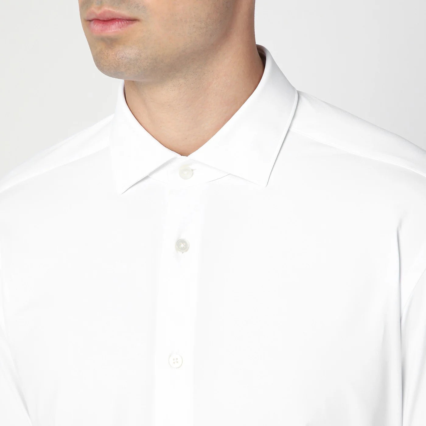 XACUS White slim-fit twill Active shirt
