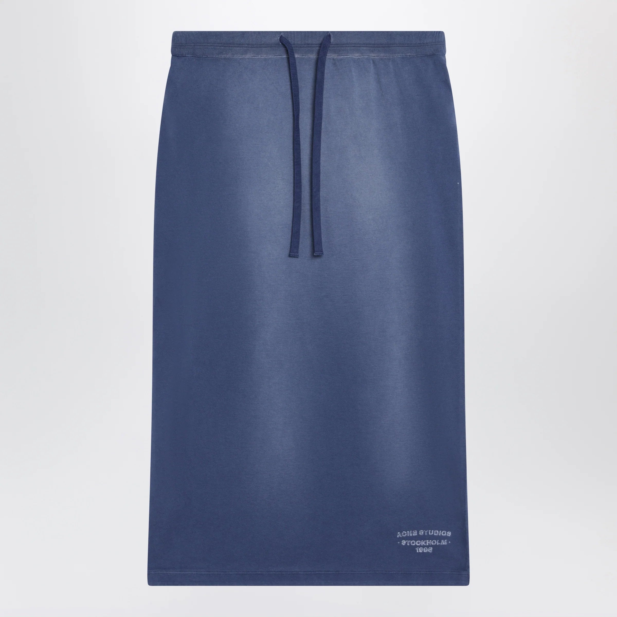 Acne Studios Navy blue cotton skirt with a splatter effect