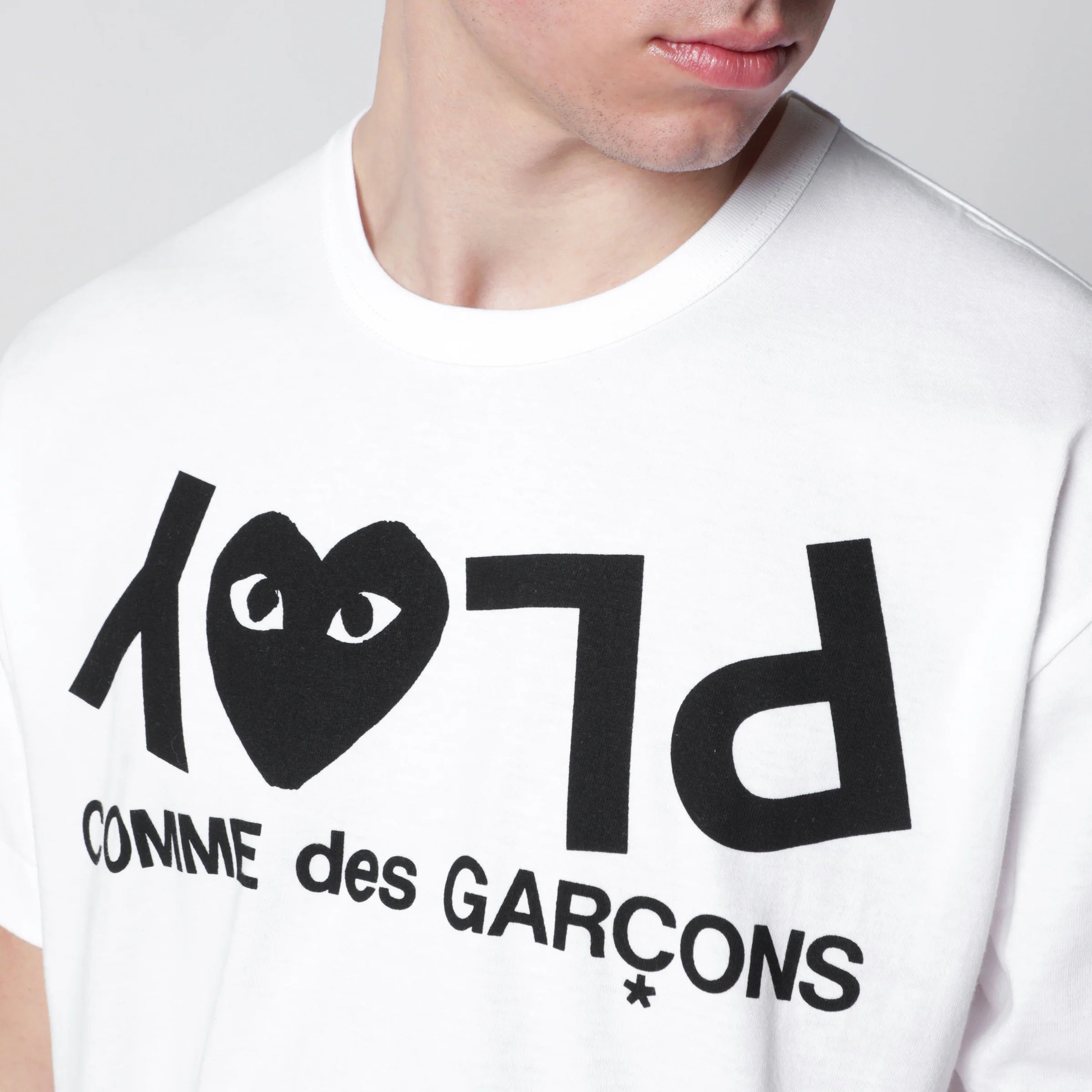 Comme des Garçons Shirt White cotton T-shirt with logo print