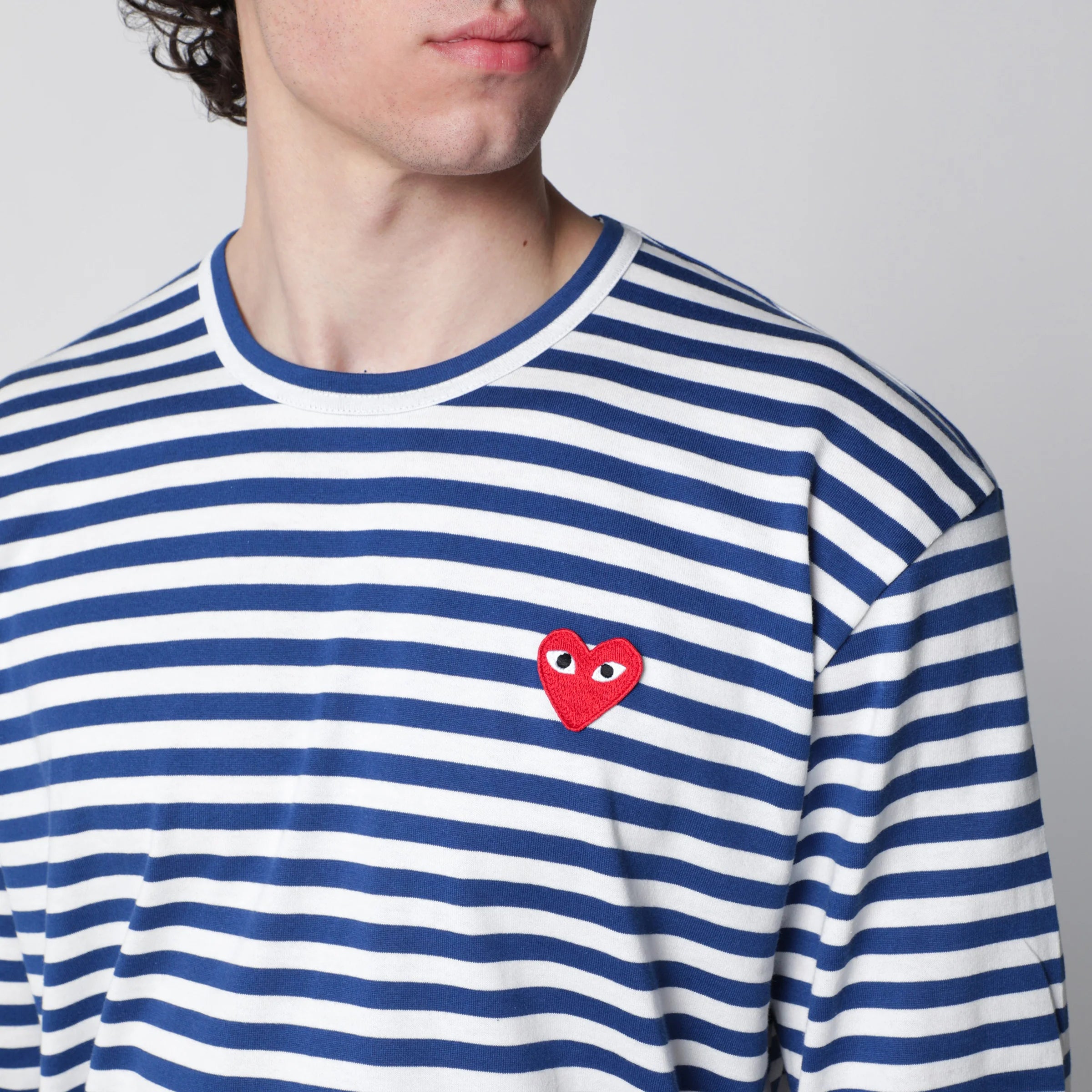 Comme des Garçons Shirt Navy/white striped cotton long-sleeve top