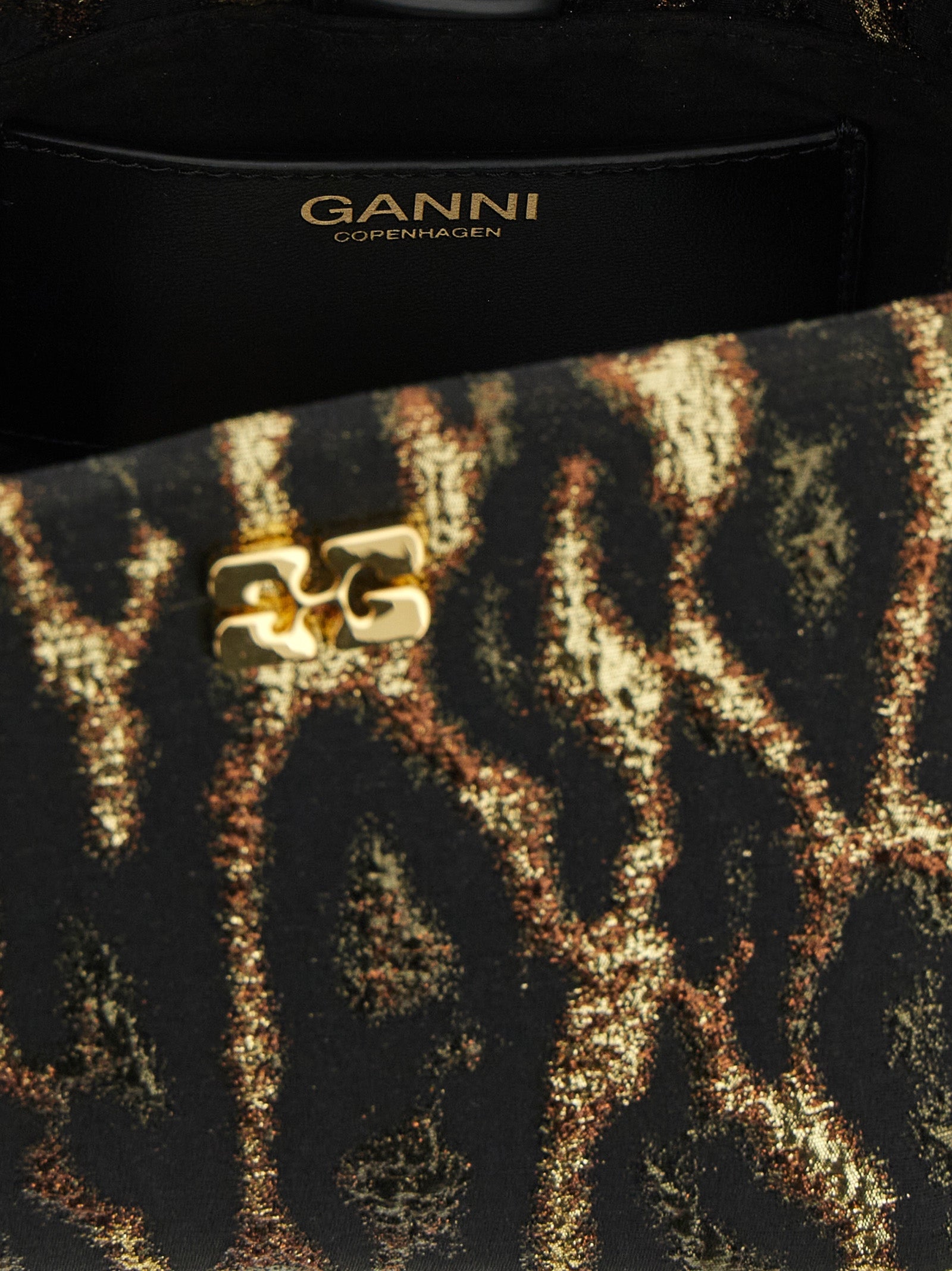 Ganni Metallic Cloque Bou Handbag