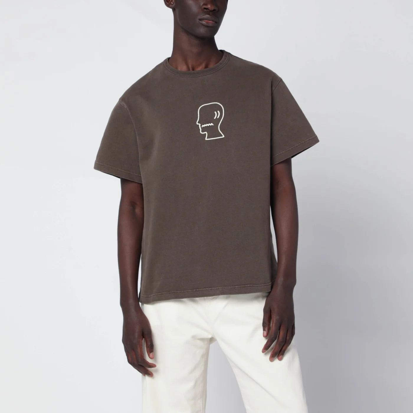 Brain Dead Brown vintage-effect T-shirt with embroidered logo