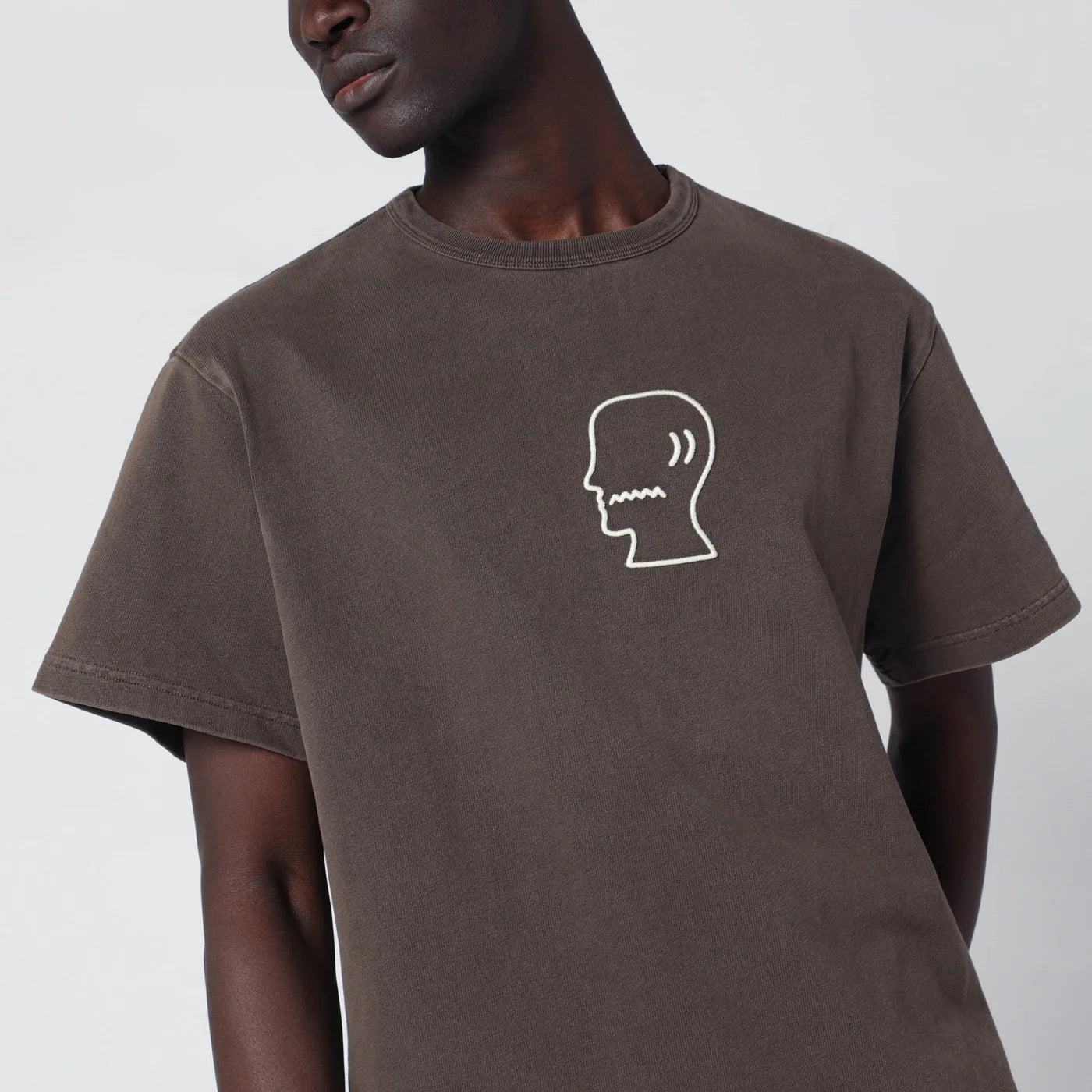 Brain Dead Brown vintage-effect T-shirt with embroidered logo