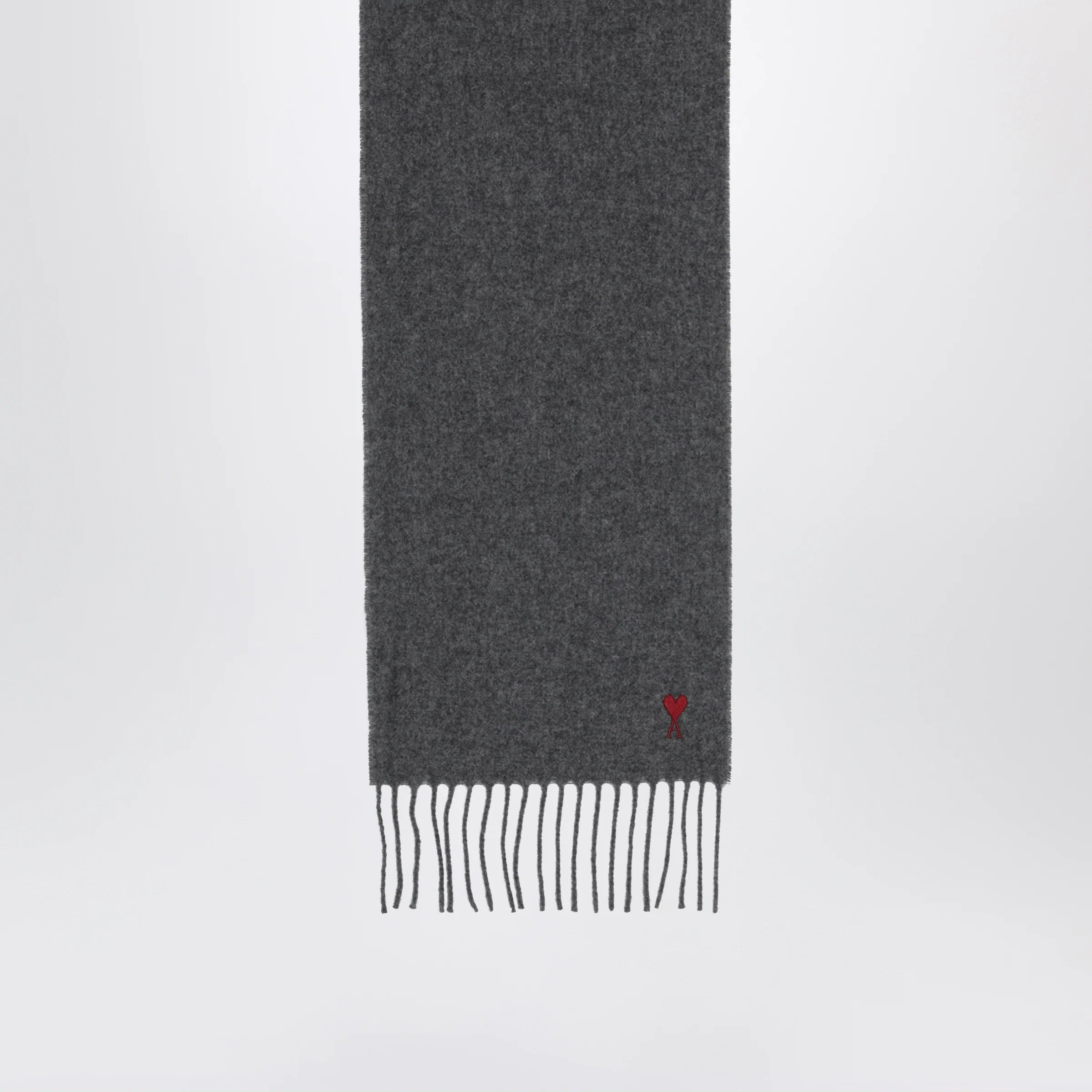 Ami Paris Dark grey Ami De Coeur wool scarf