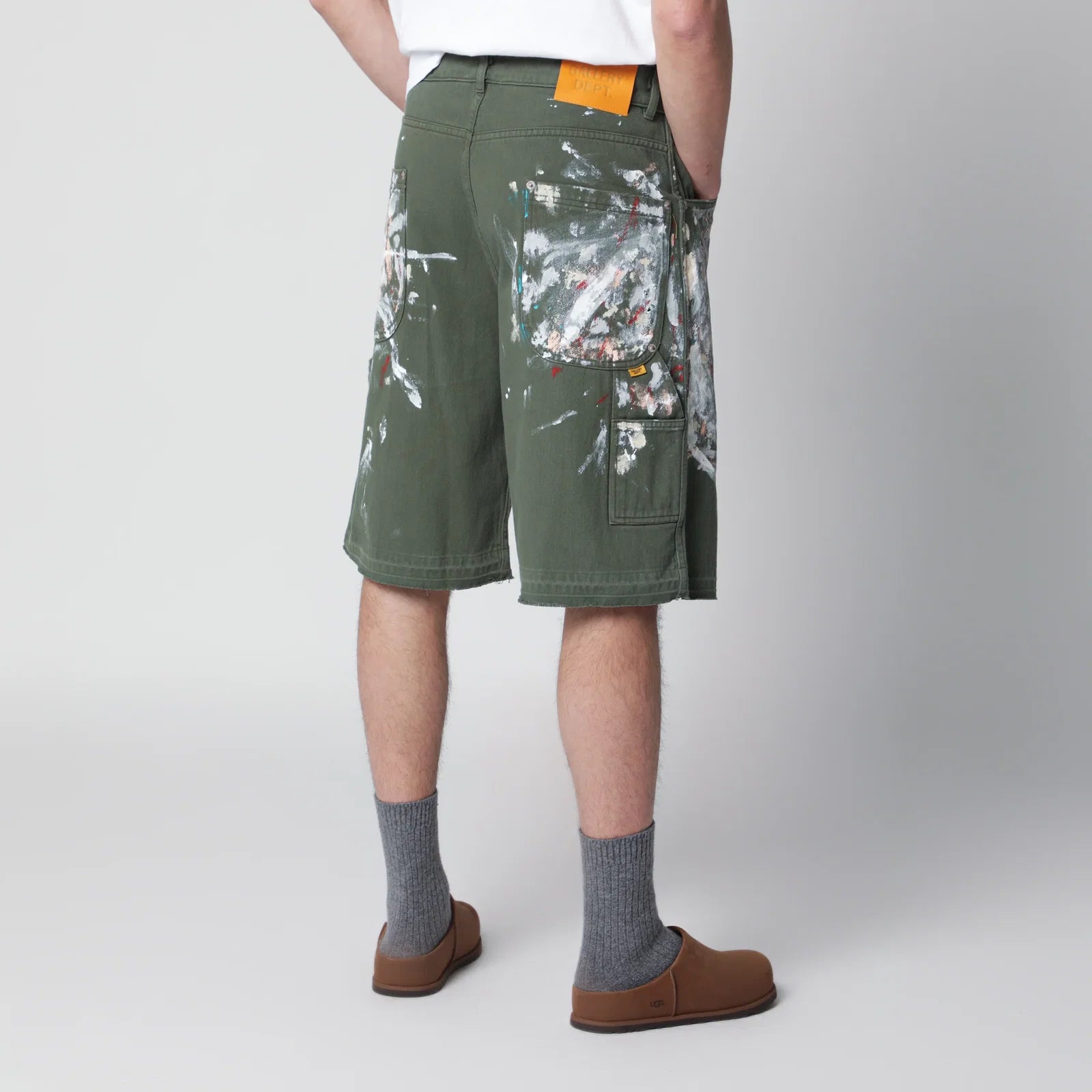 Gallery Dept. Hand-painted military green Bermuda shorts