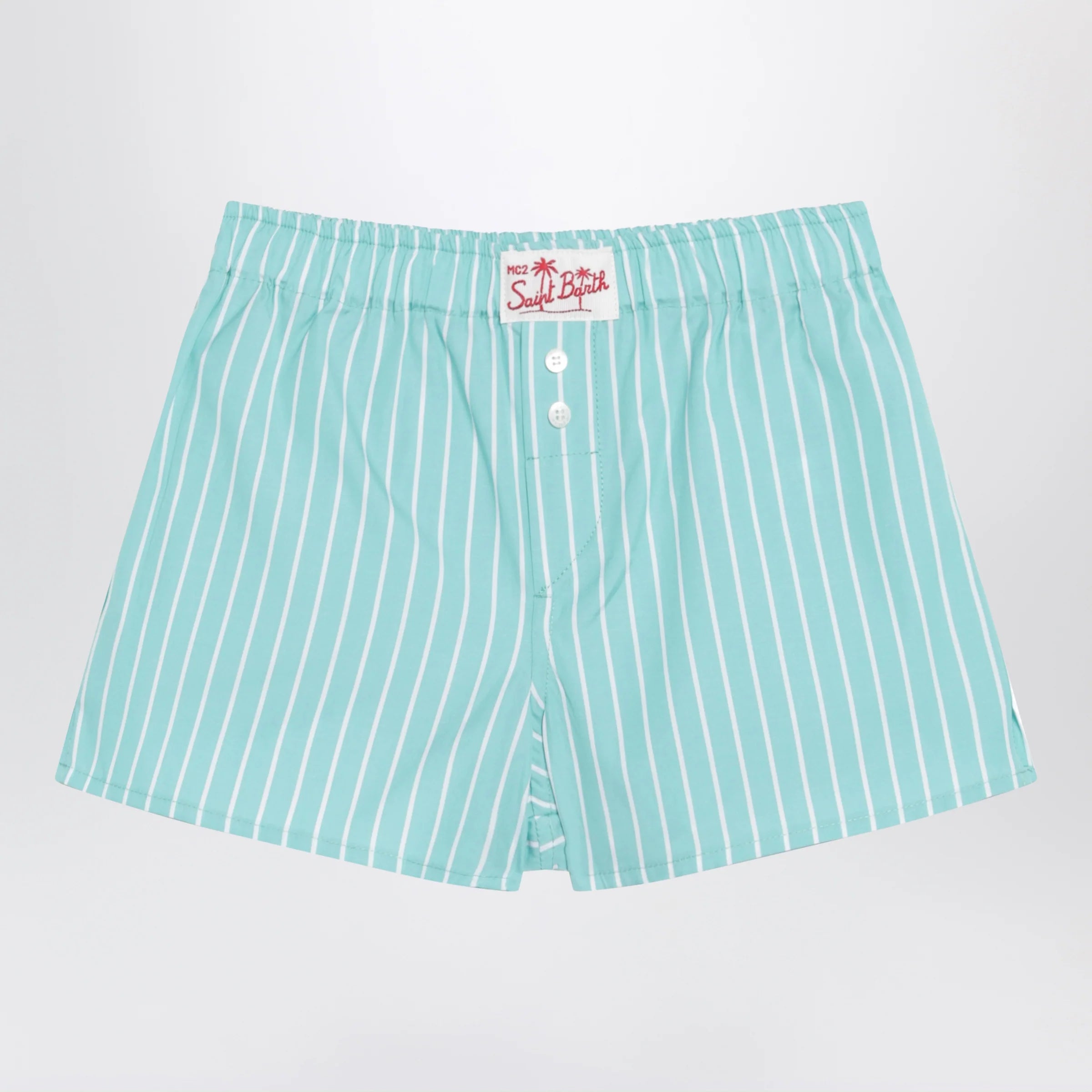 MC2 Saint Barth Aqua green striped cotton Shorts
