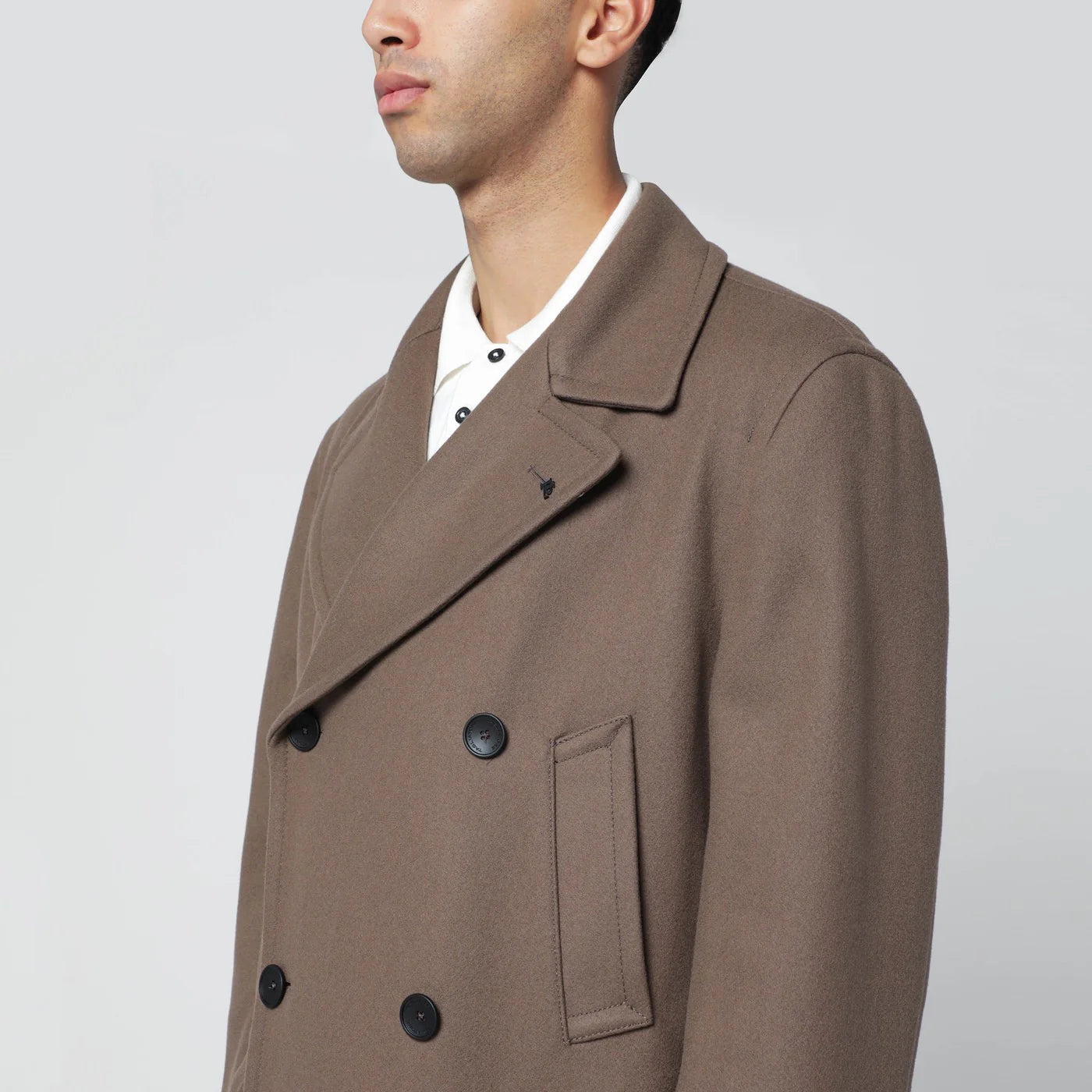 Tagliatore Taupe double-breasted wool-blend coat