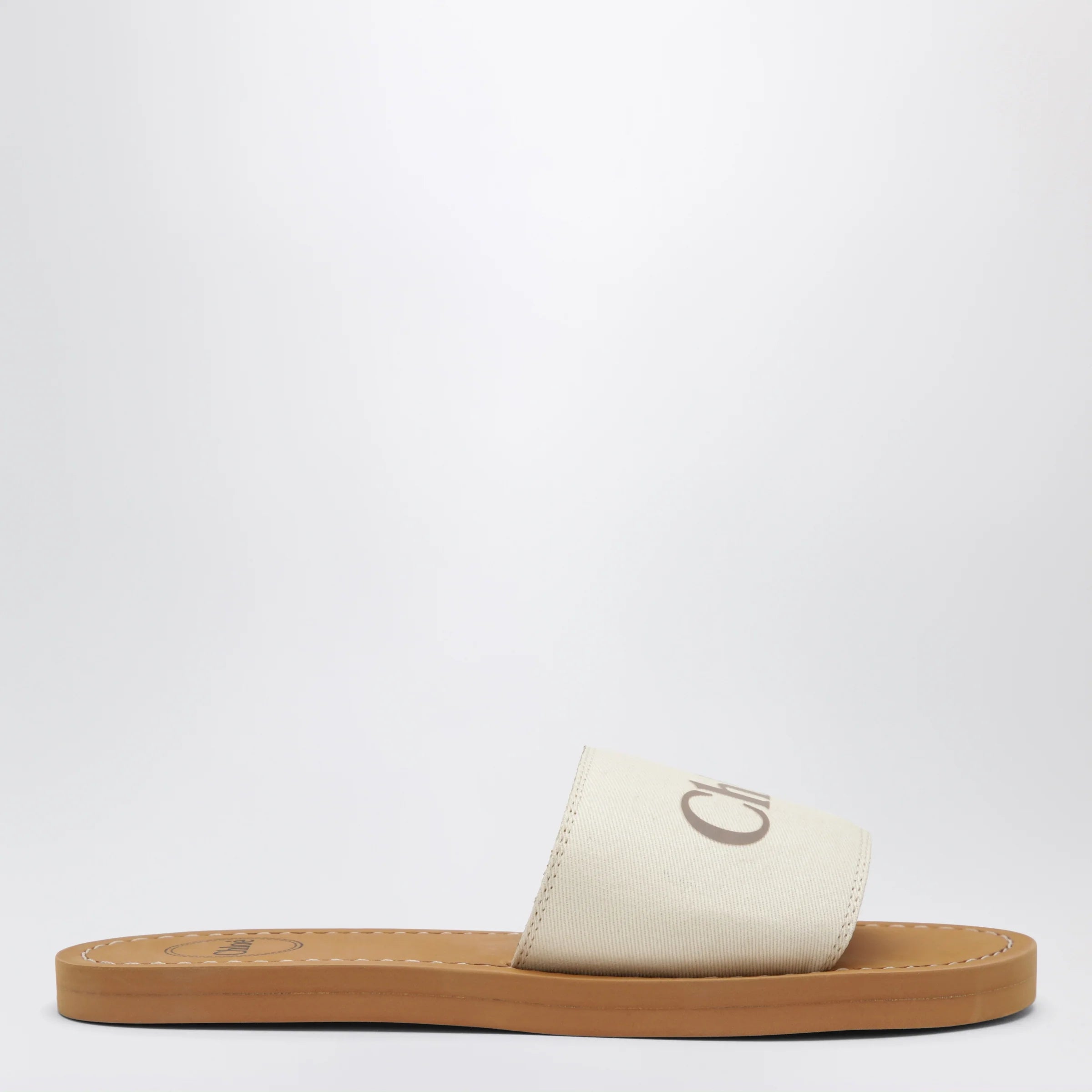 Chloé White slides with logo