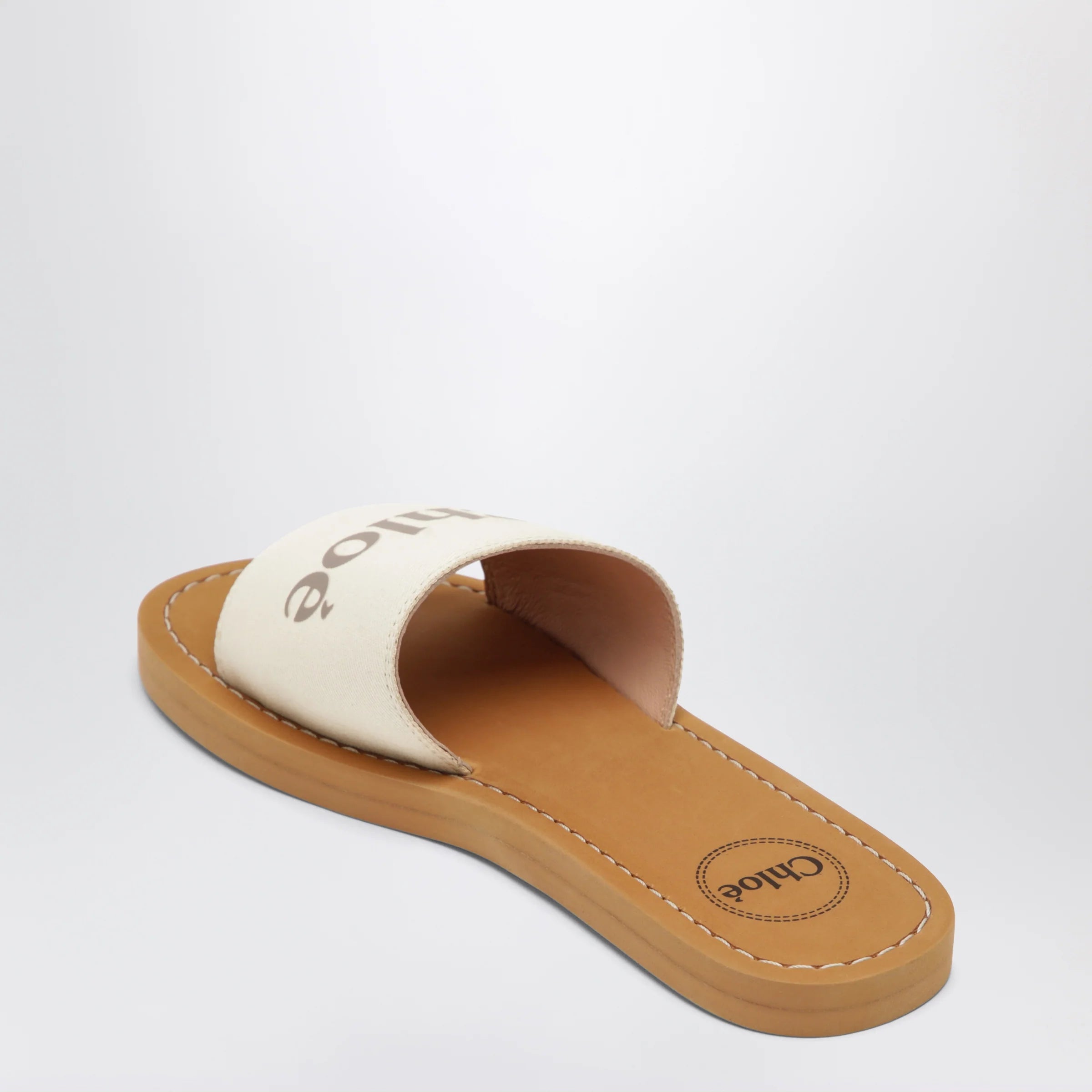 Chloé White slides with logo