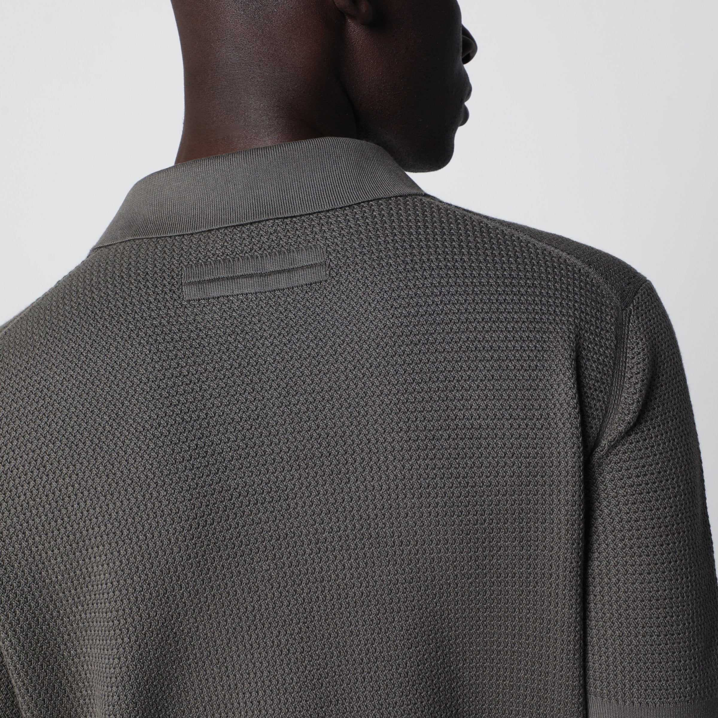 ZEGNA Dark taupe cotton knit polo