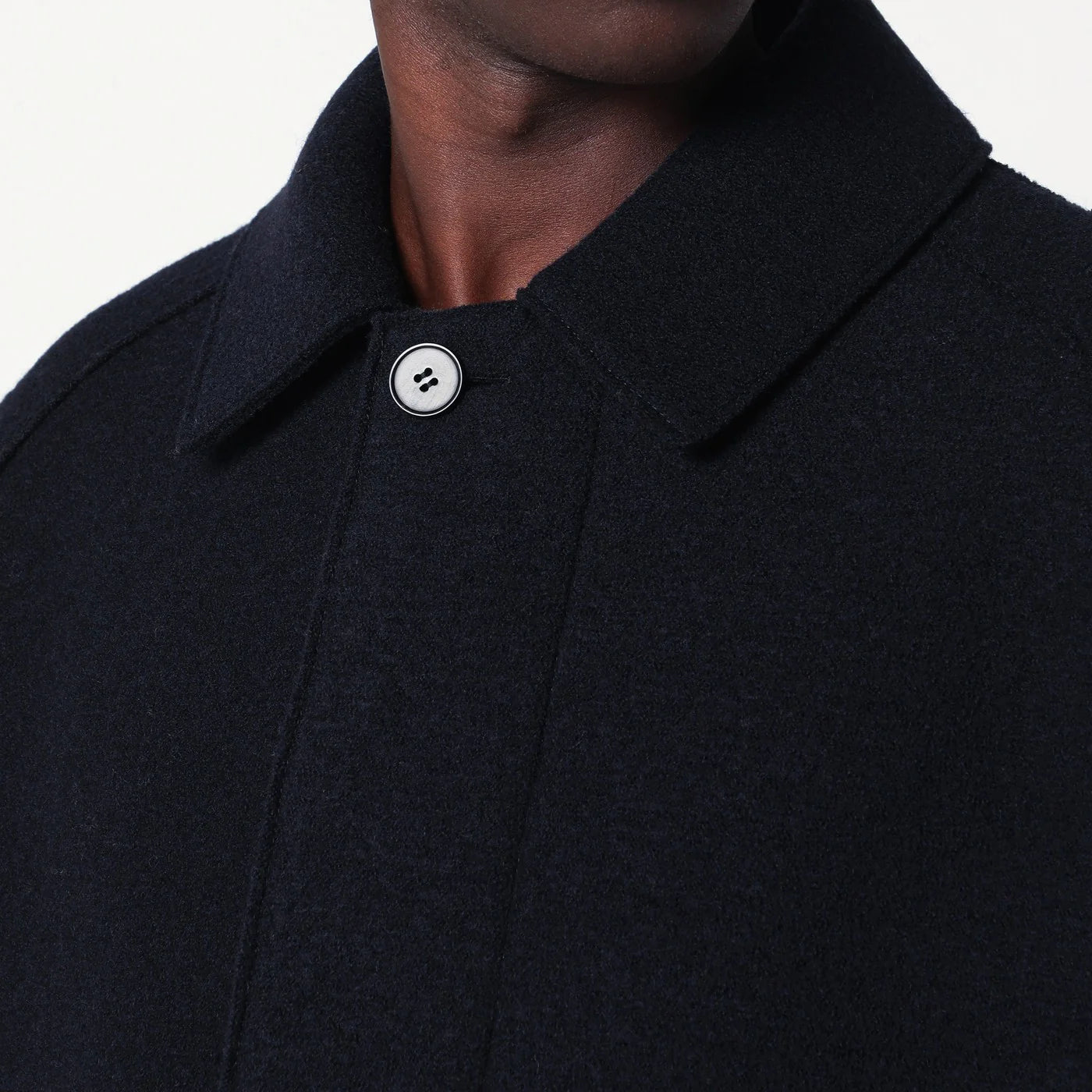 Harris Wharf London Navy blue single-breasted wool coat