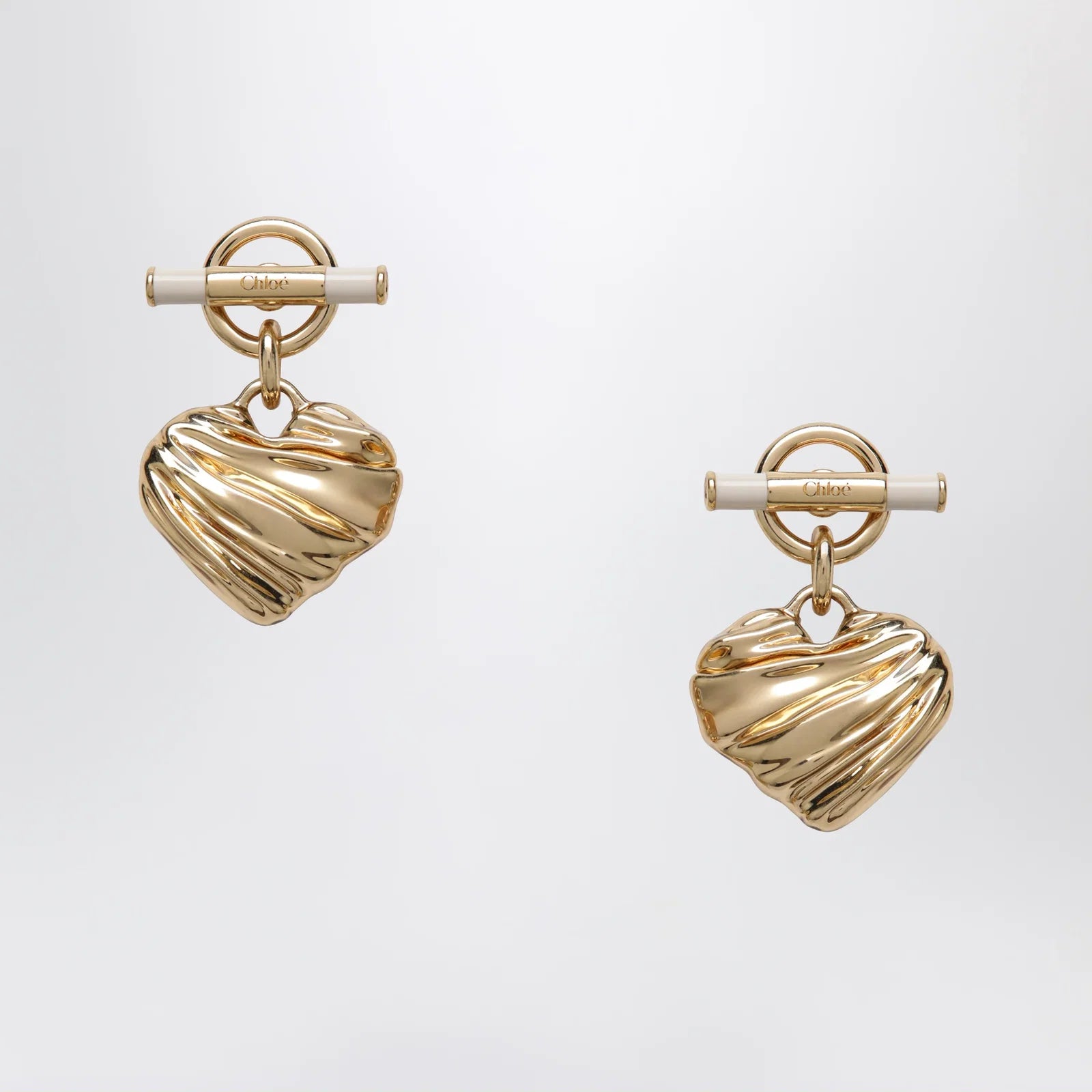 Chloé Gold/Ivory heart earrings