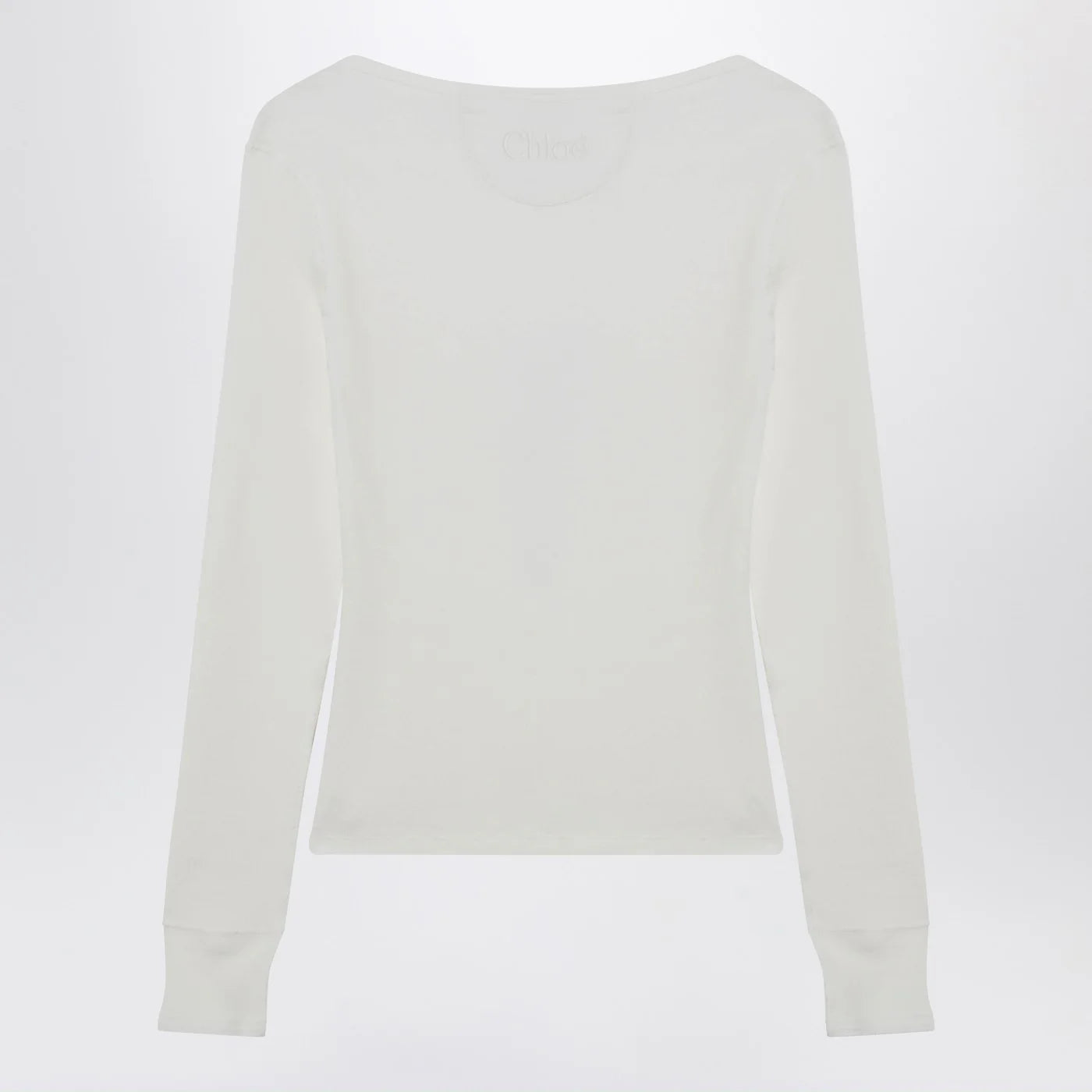 Chloé White Henley cotton jersey top