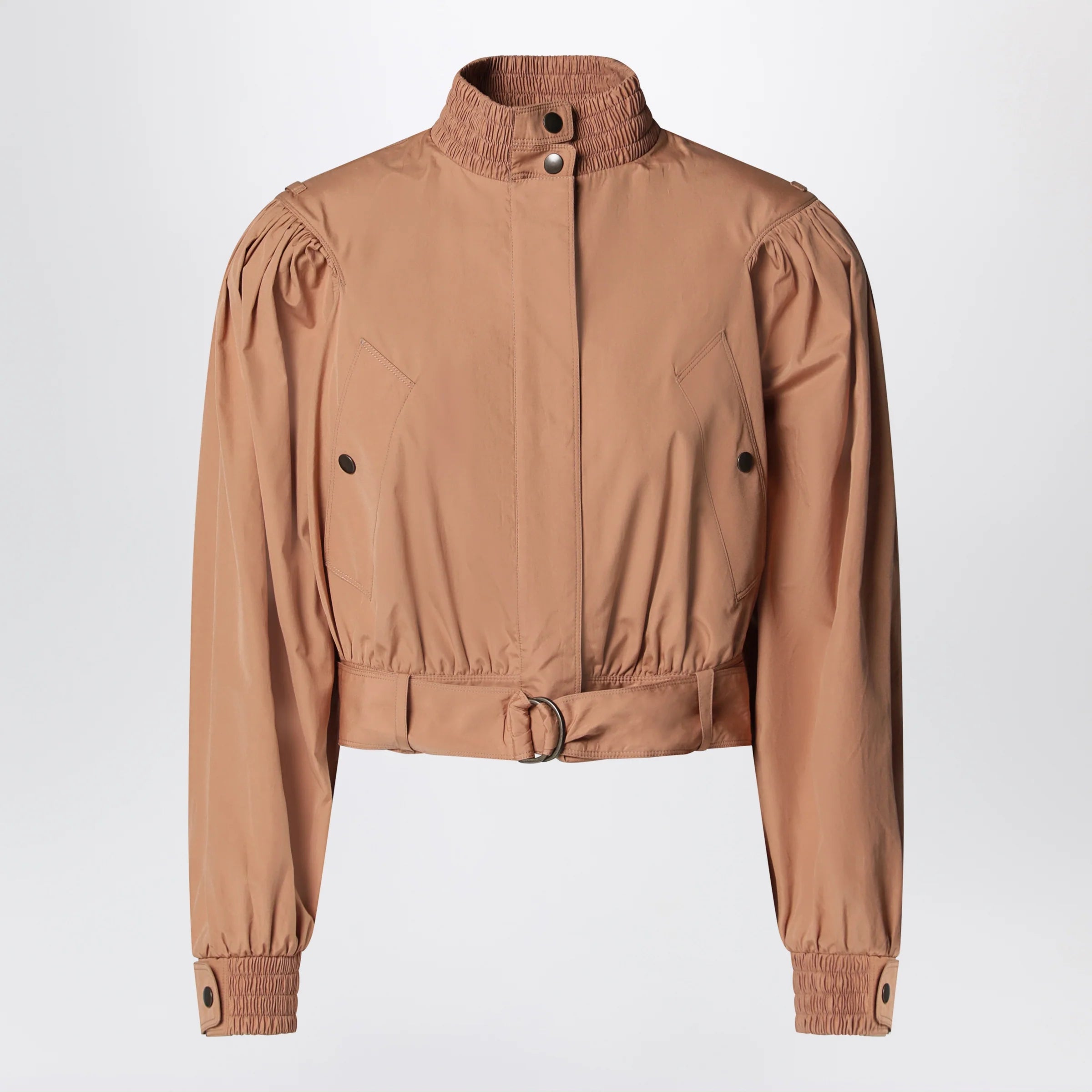 Chloé Ruched short cotton poplin jacket in Reef Shell