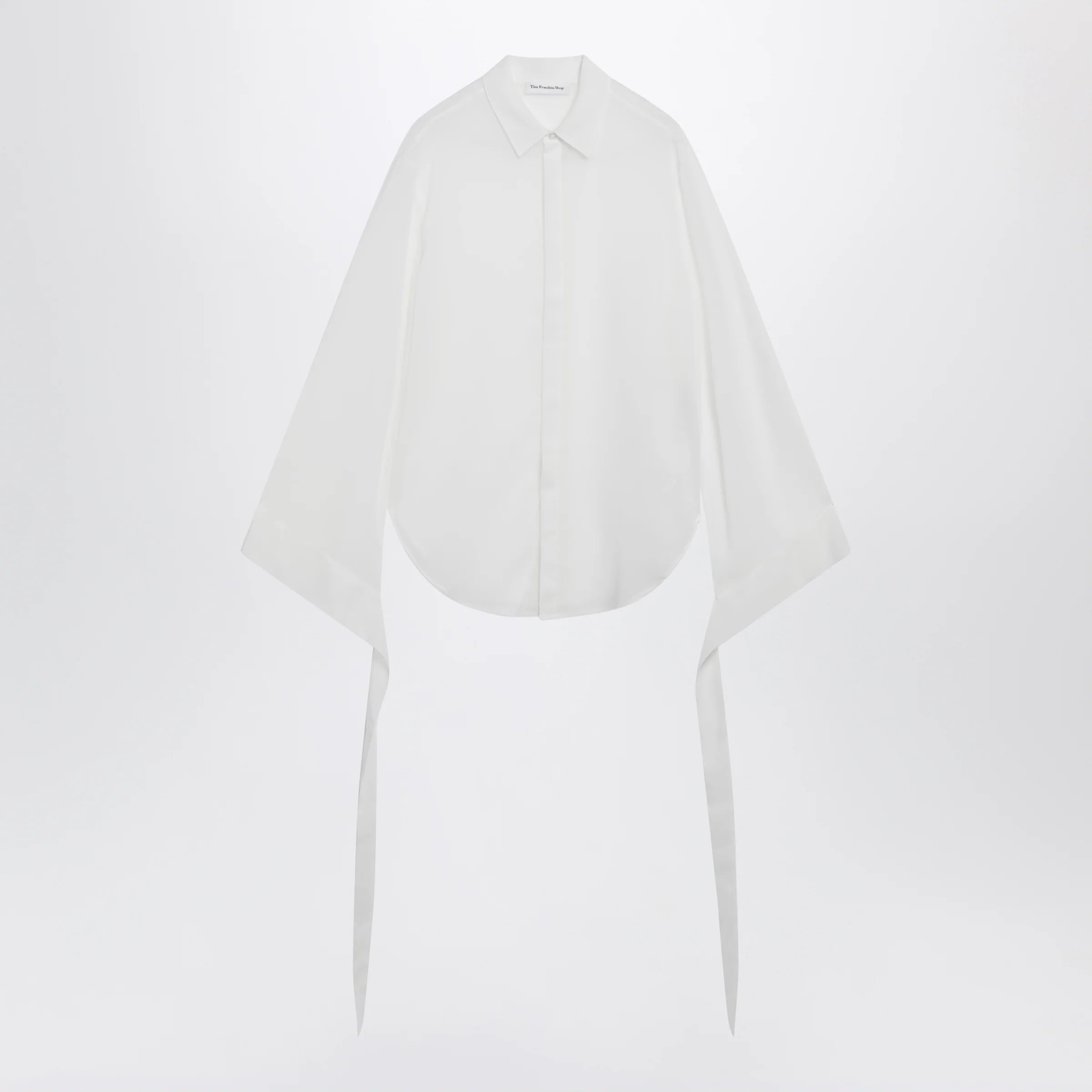 The Frankie Shop Verlin sheer chiffon shirt with tie cuffs in white