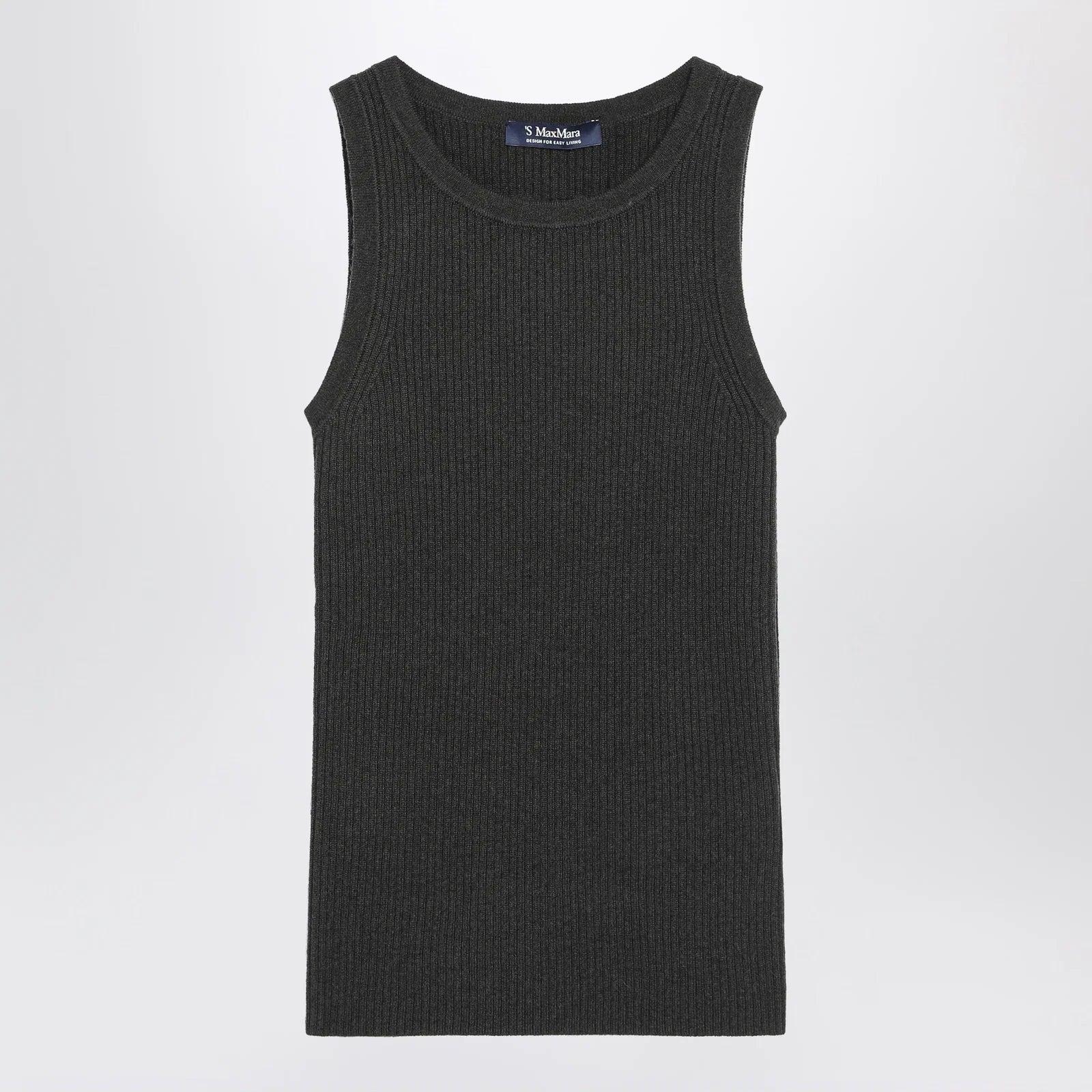 S Max Mara Green ribbed tank top in wool and cashmere