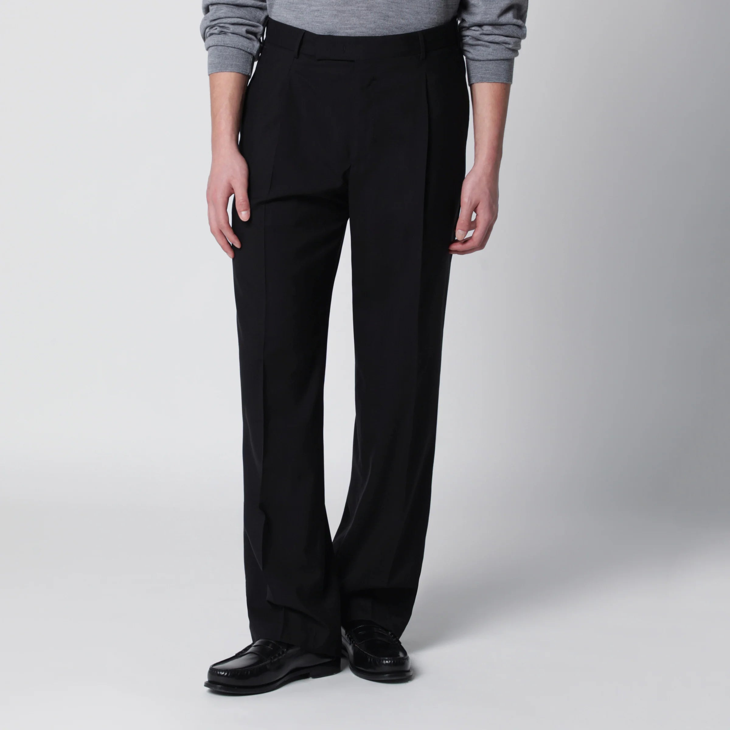 PT Torino Black wool trousers