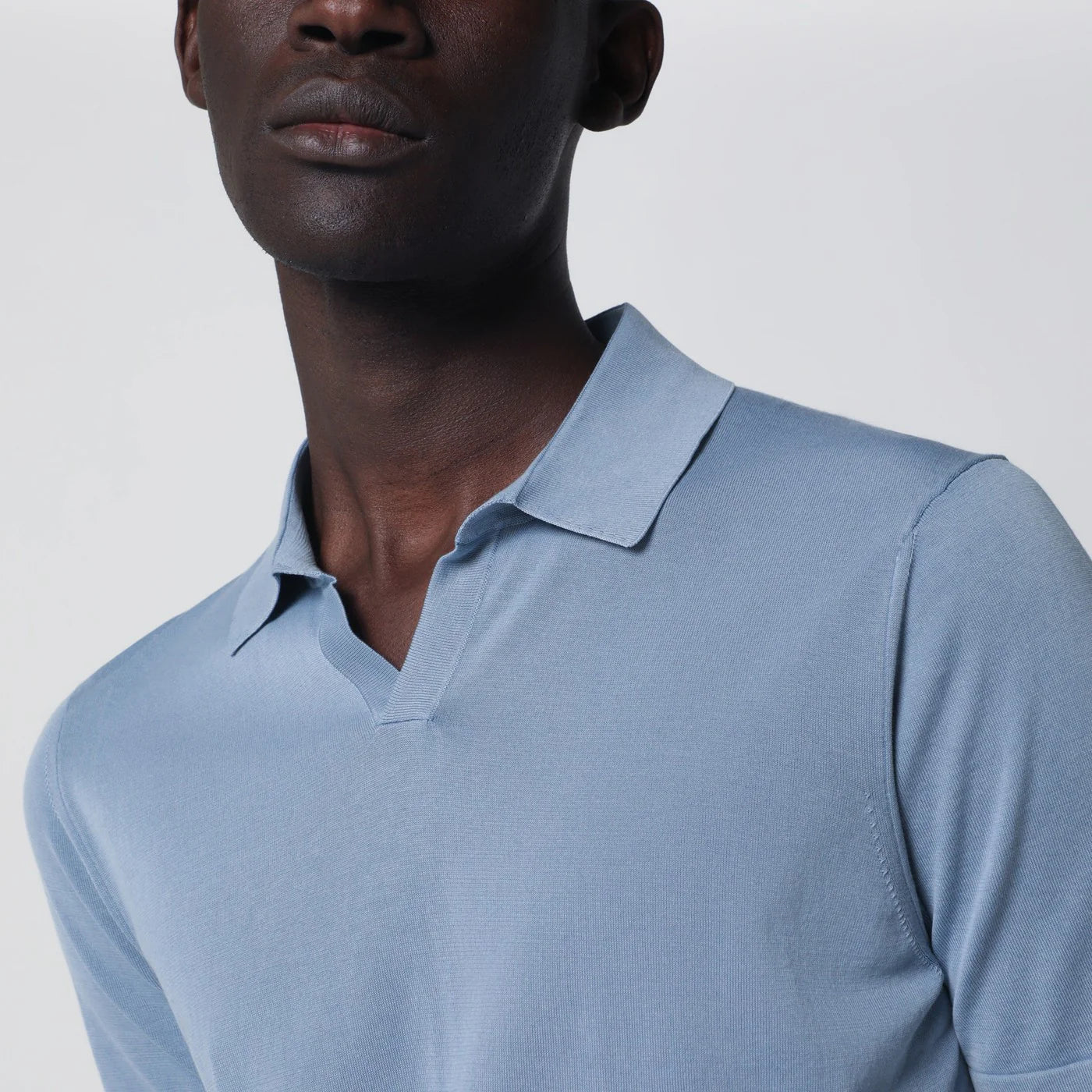 Drumohr Light blue cotton knit polo