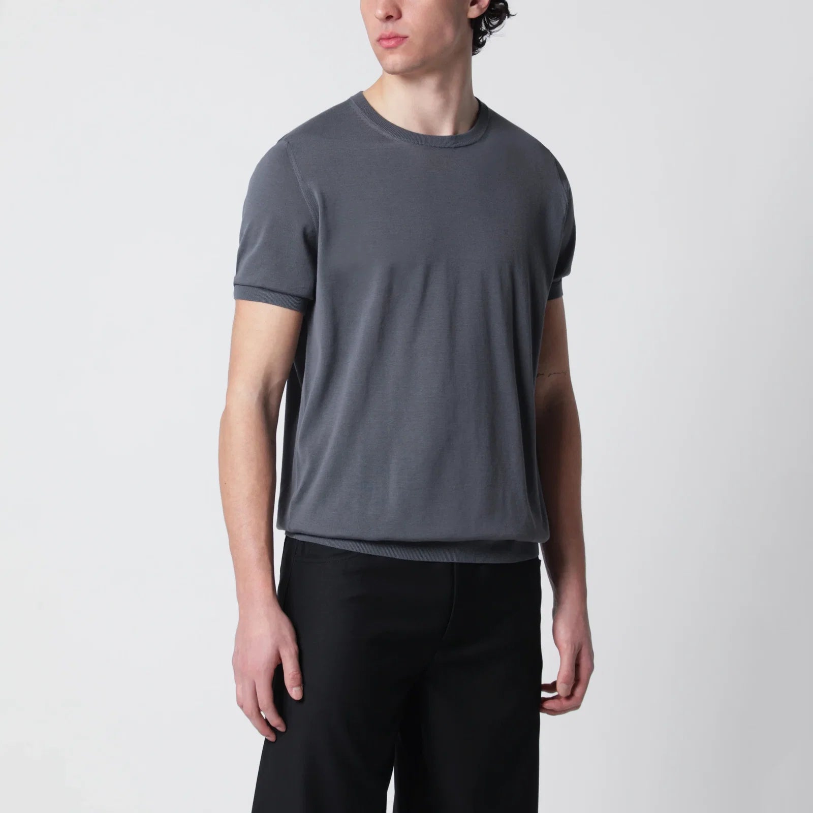Drumohr Grey cotton crewneck sweater