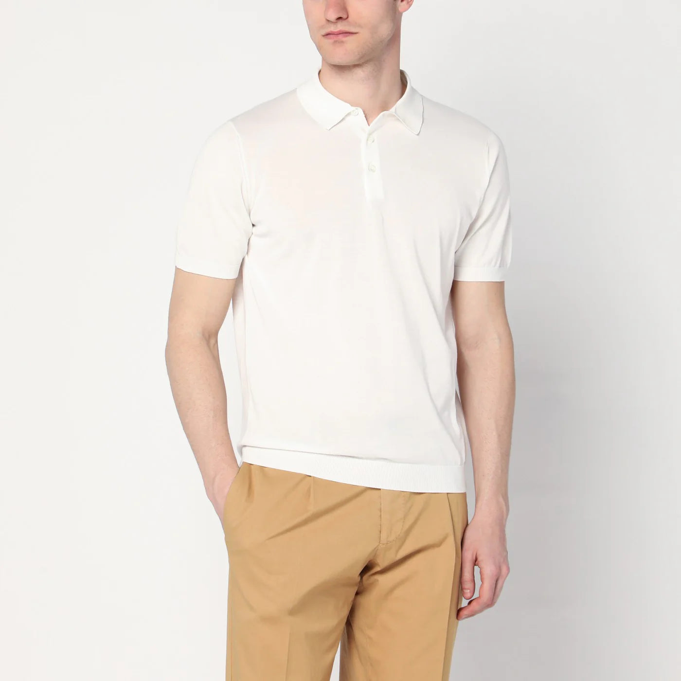 Drumohr Milky white polo shirt in cotton