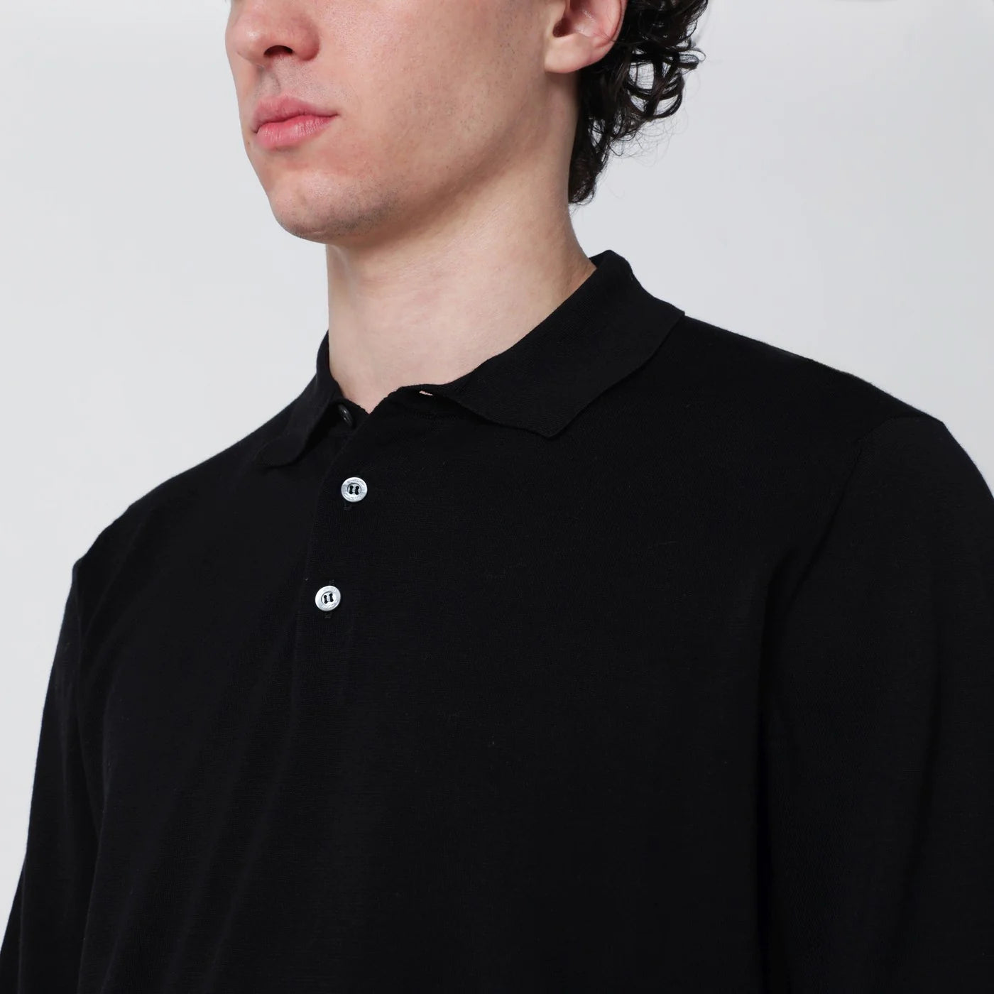 Drumohr Black cotton polo