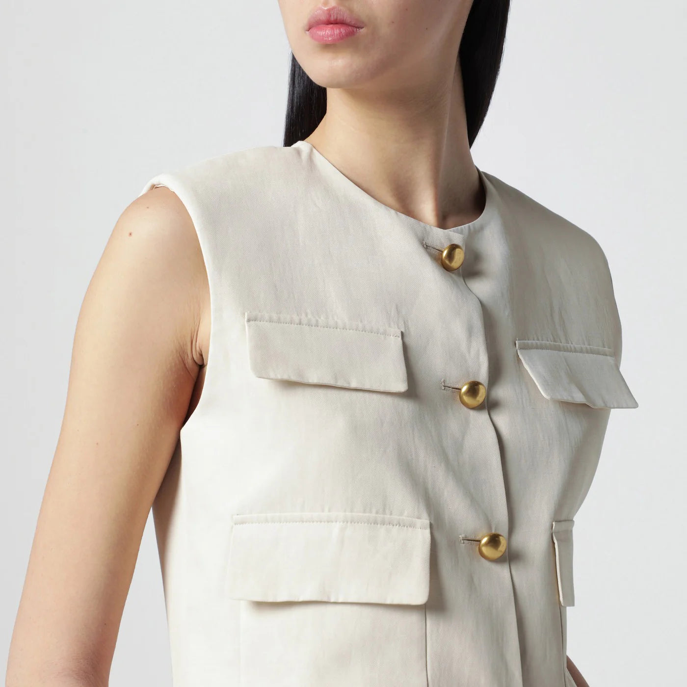 P.A.R.O.S.H. Sand-colored linen-blend waistcoat