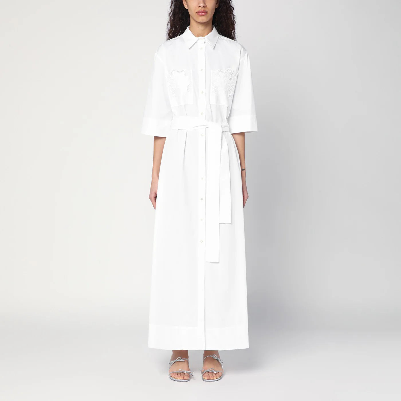 P.A.R.O.S.H. White shirt dress with belt
