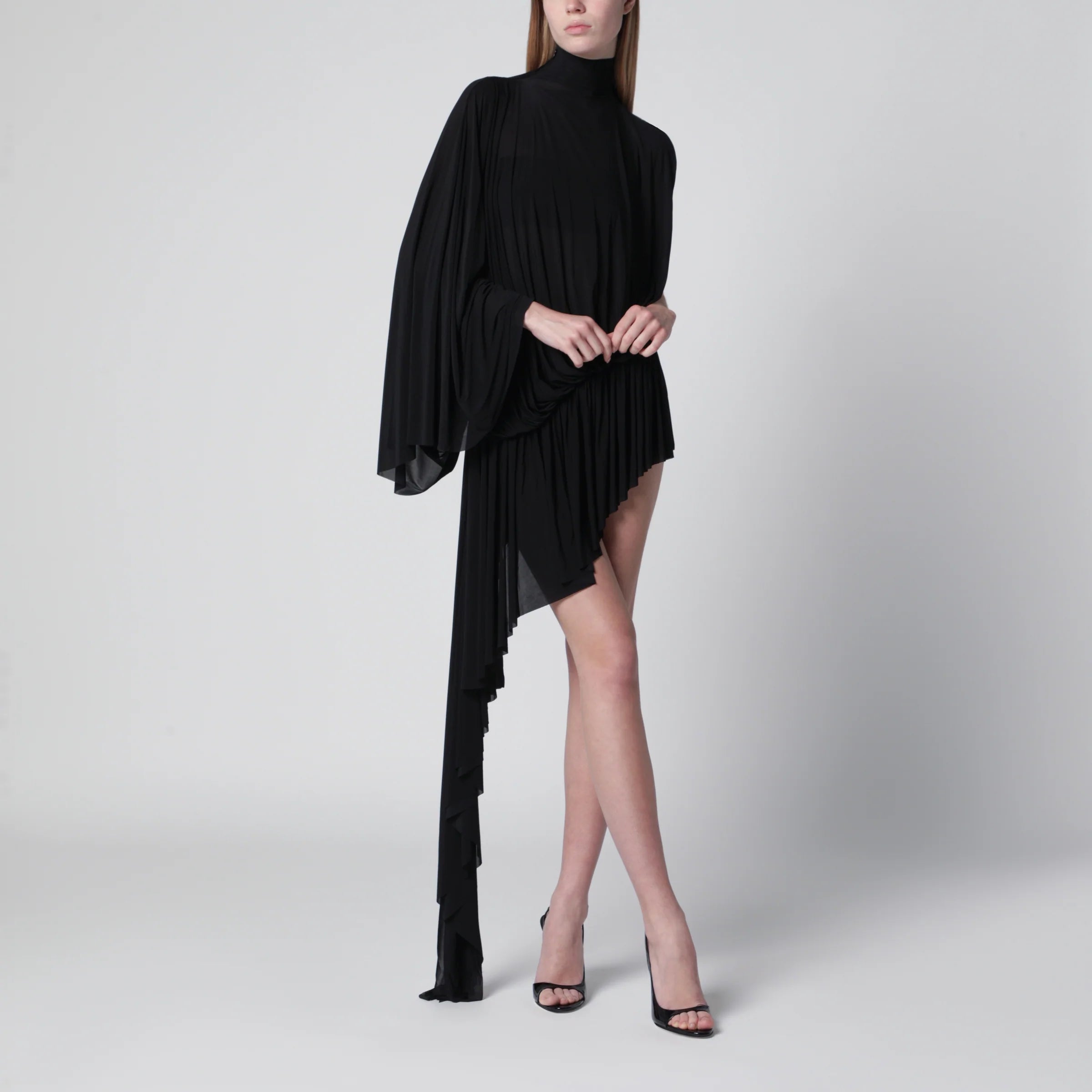 Francesco Murano Black asymmetric turtleneck dress