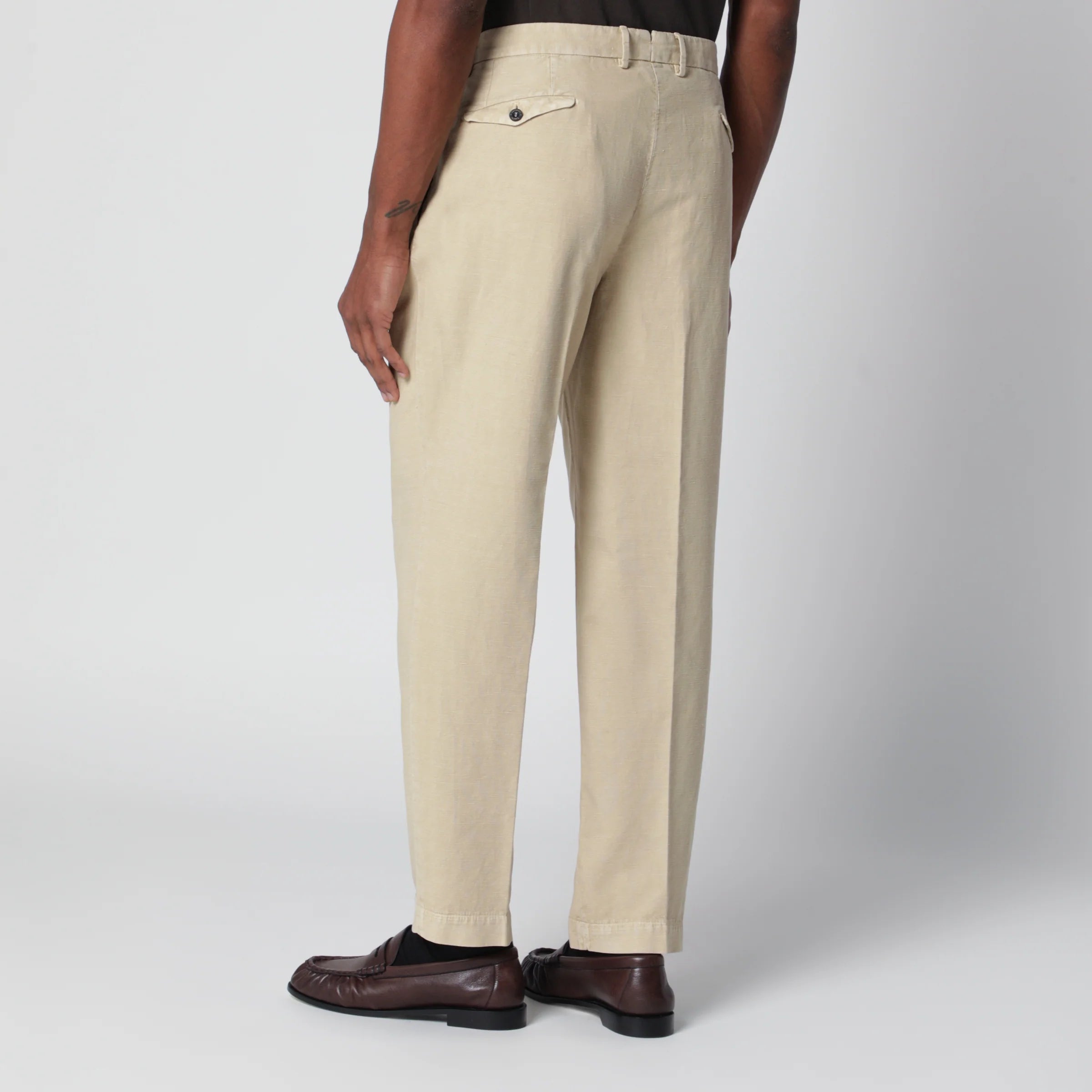 Santaniello Écru trousers in cotton and linen
