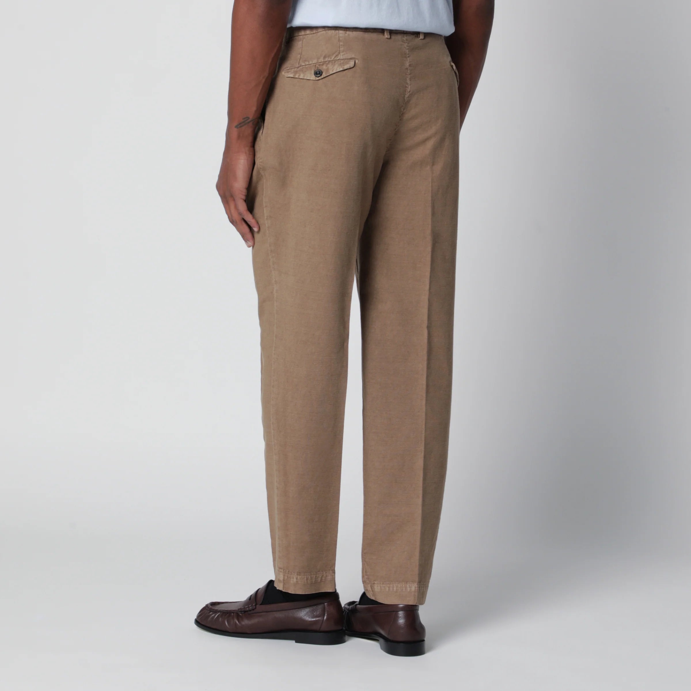 Santaniello Beige trousers in cotton and linen