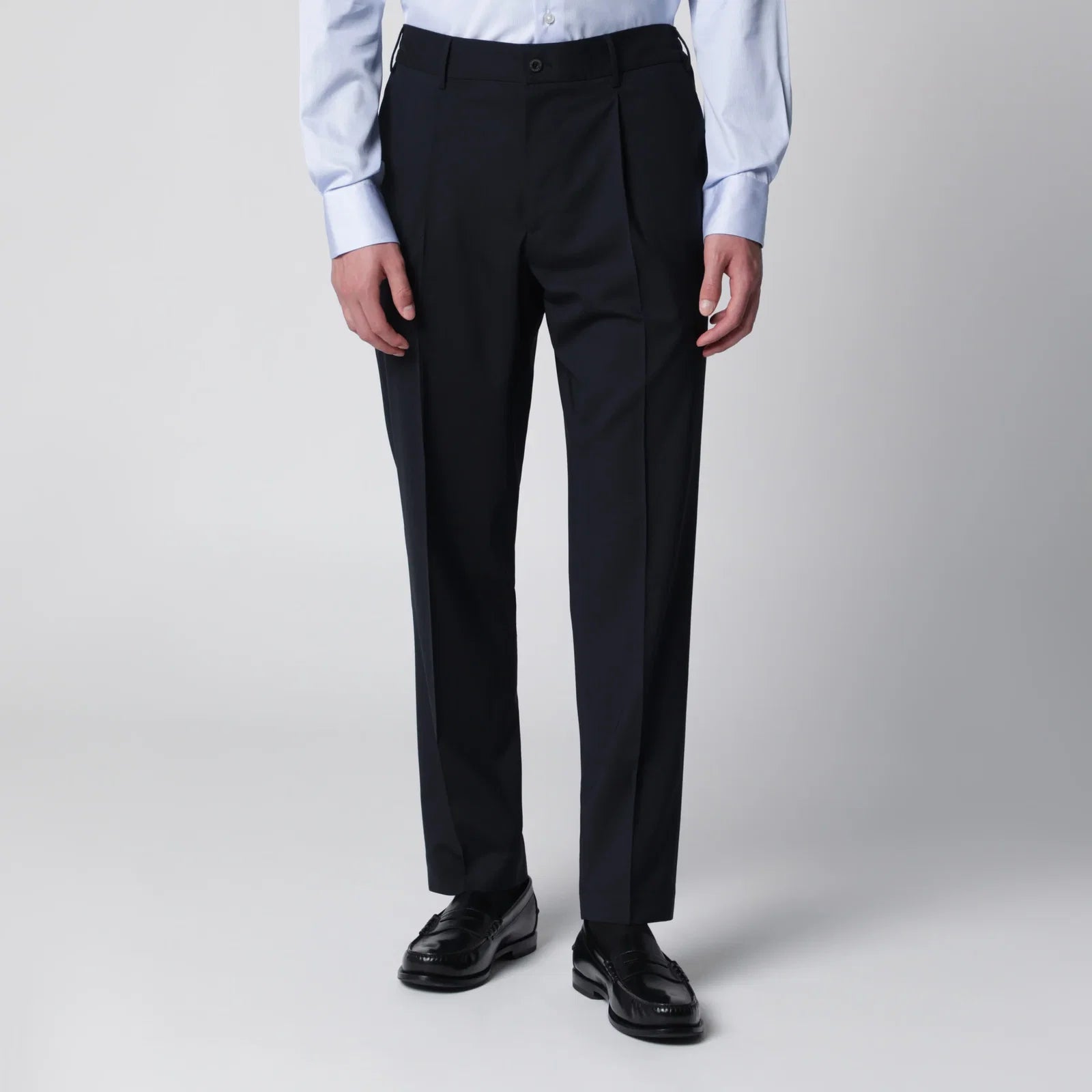 Santaniello Blue trousers in wool blend
