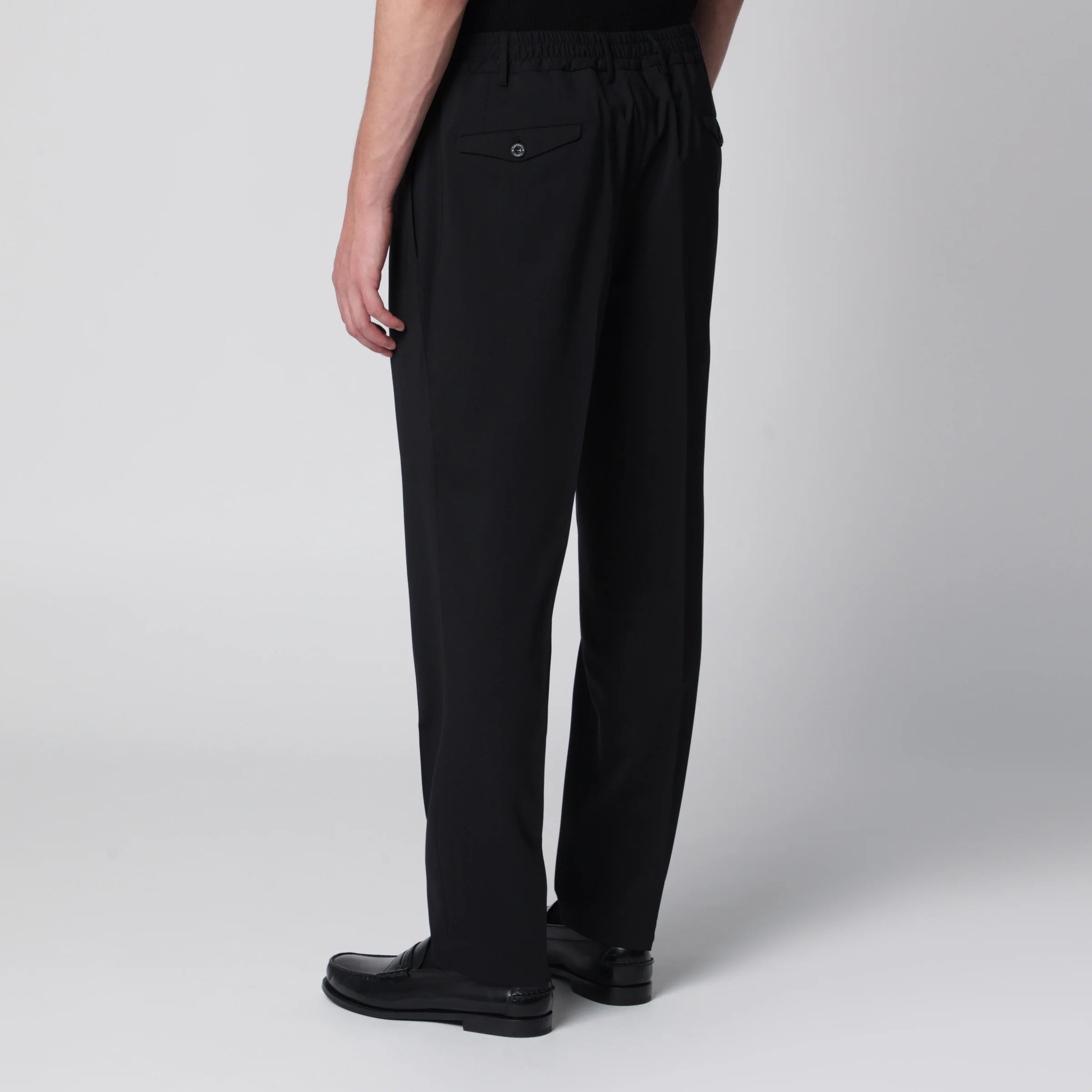 Santaniello Black trousers in wool blend