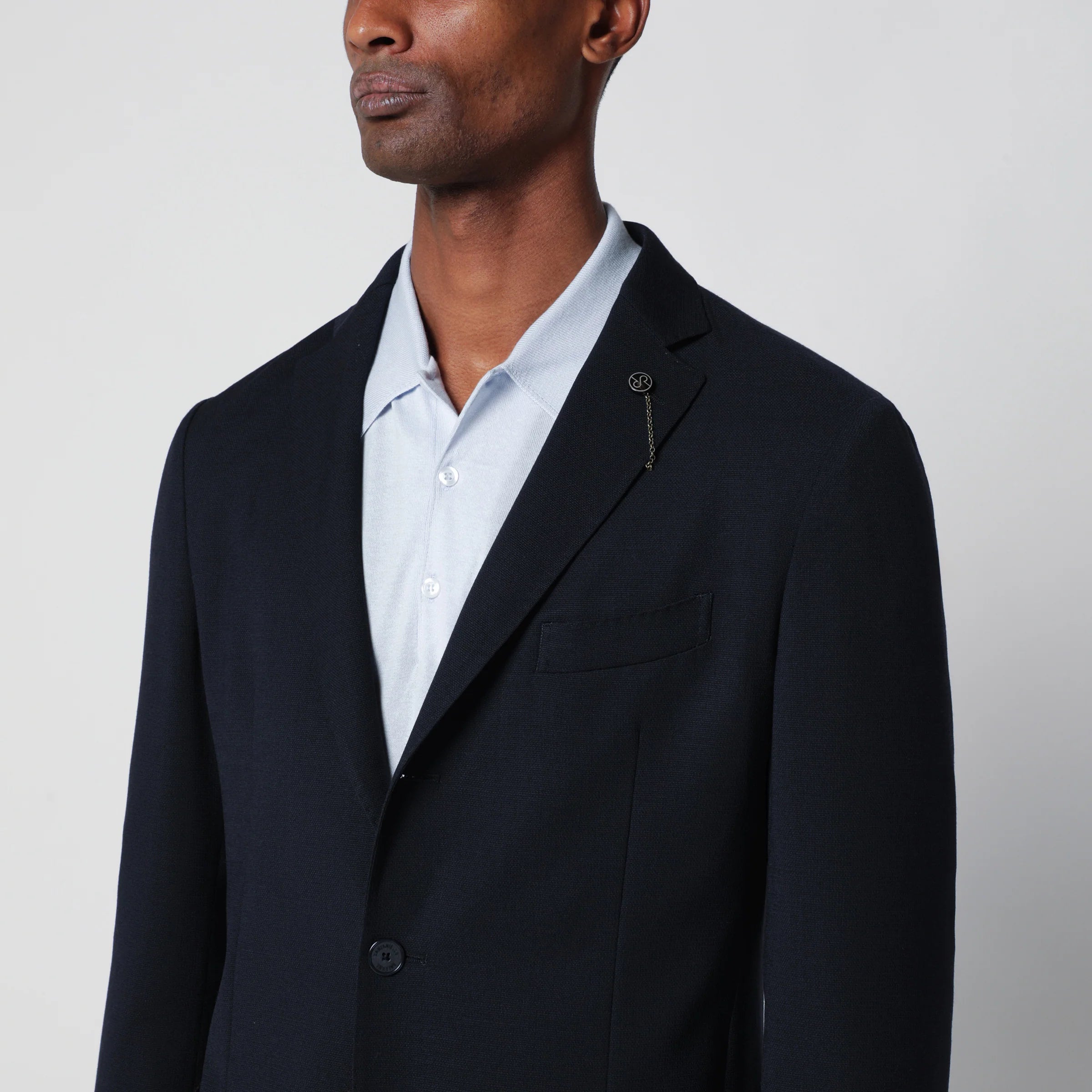 Santaniello Black single-breasted wool-blend jacket