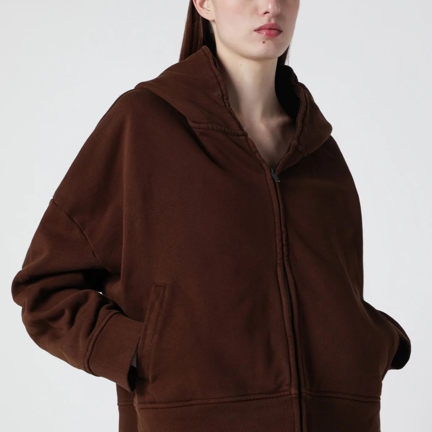 Entire Studios Brown cotton zip-up sweatshirt