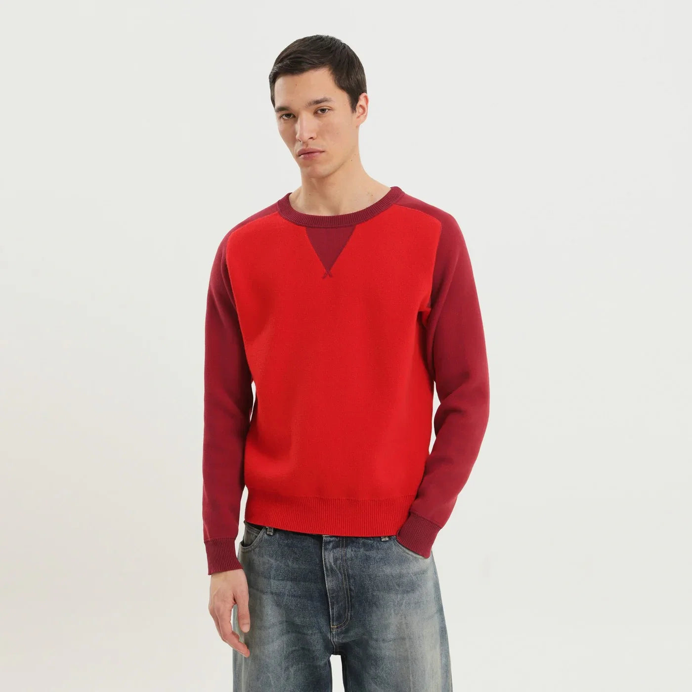 1989 STUDIO Color block crew neck sweater