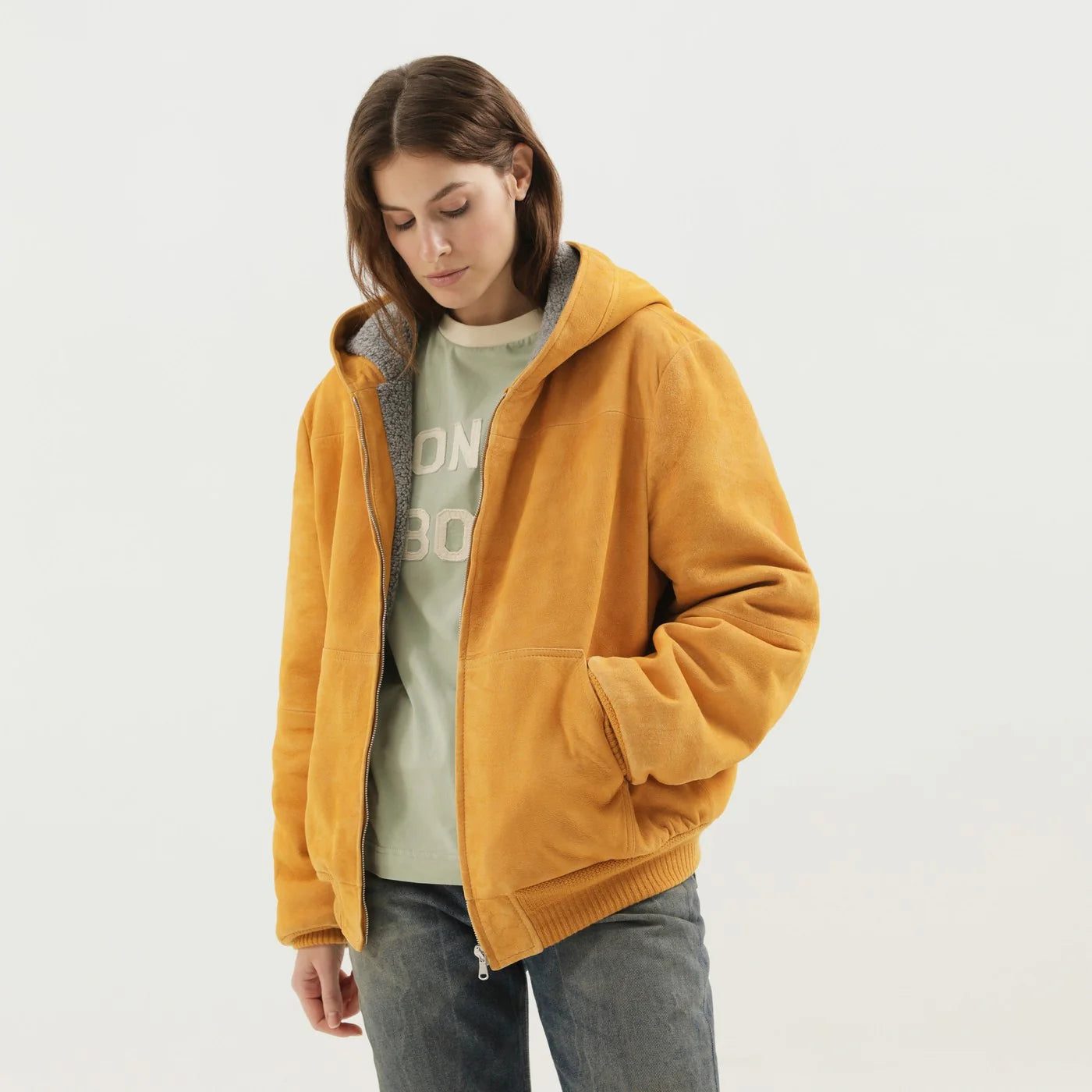 1989 STUDIO Yellow suede hoodie