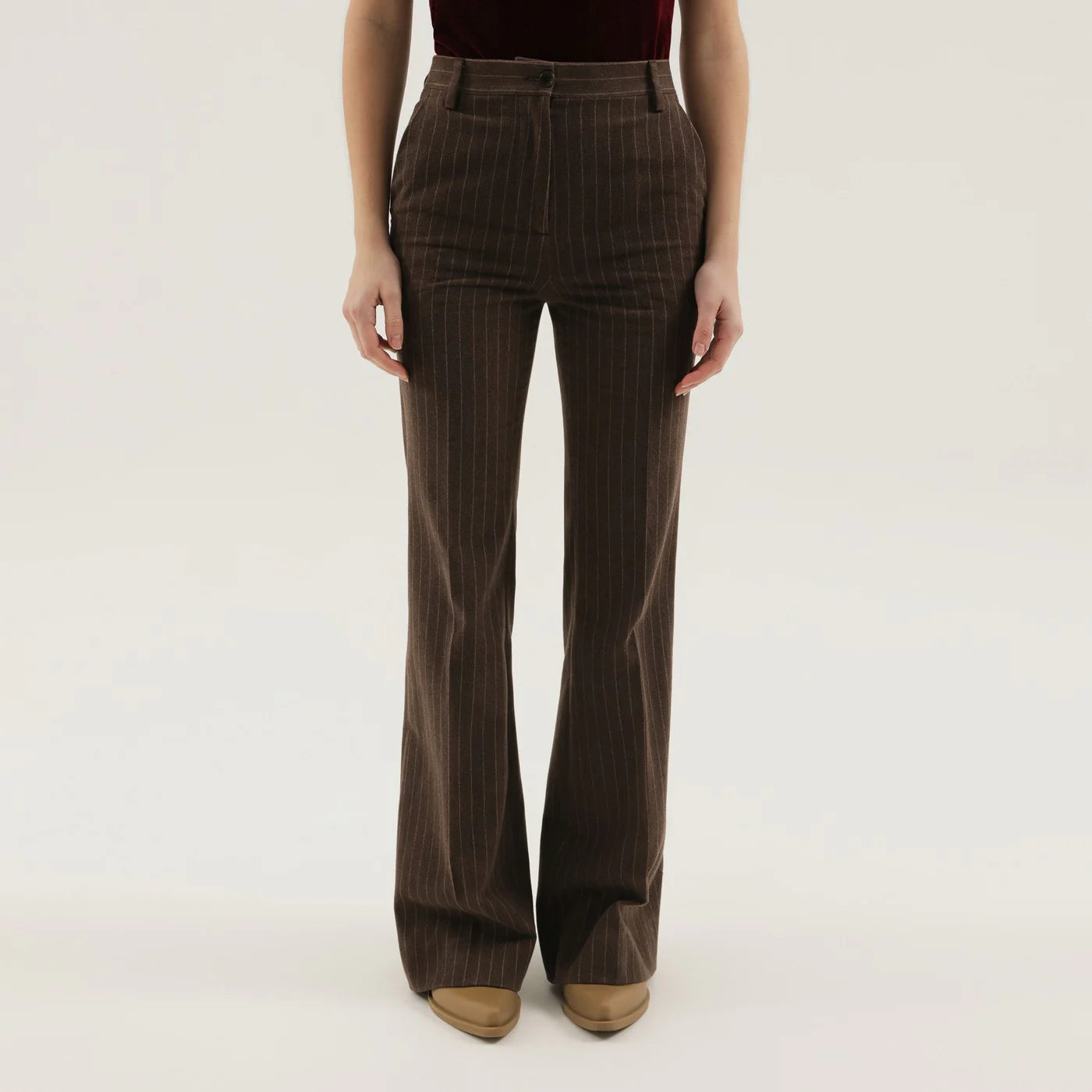 1989 STUDIO Brown striped flared pants