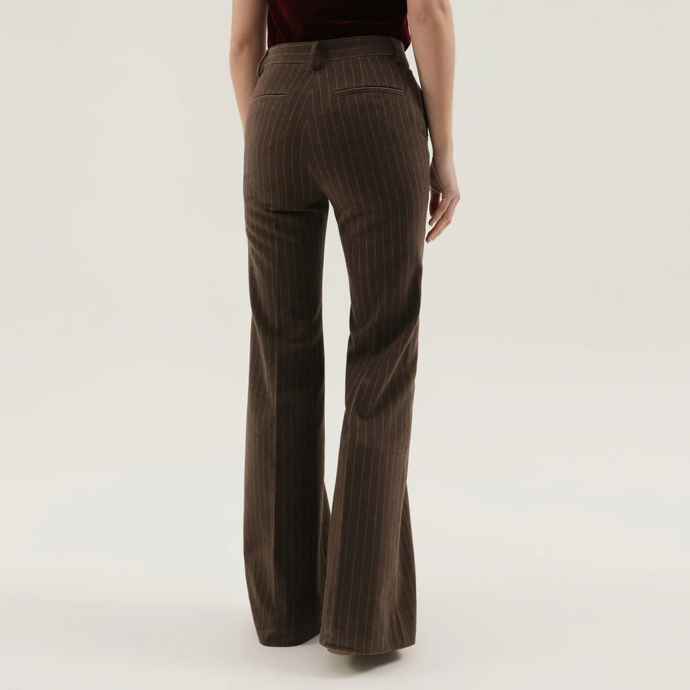 1989 STUDIO Brown striped flared pants