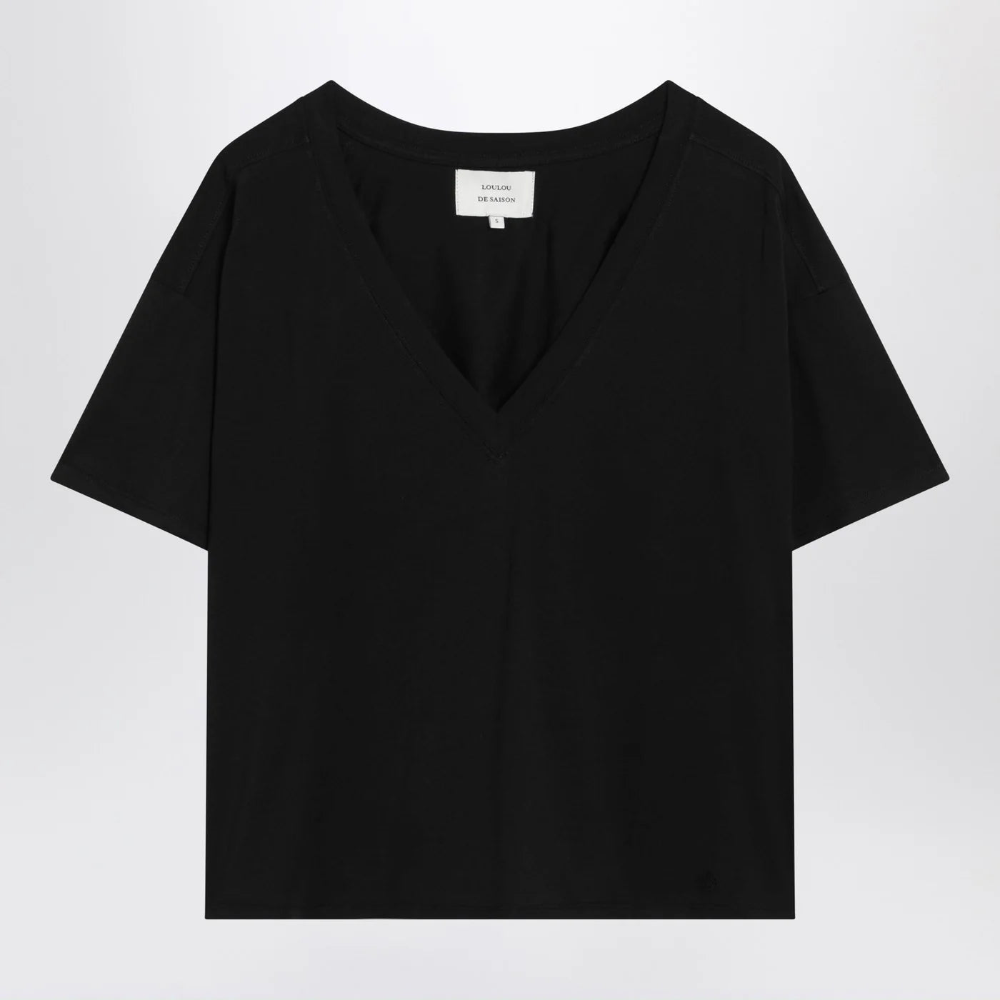 LouLou De Saison Black cotton V-neck T-shirt