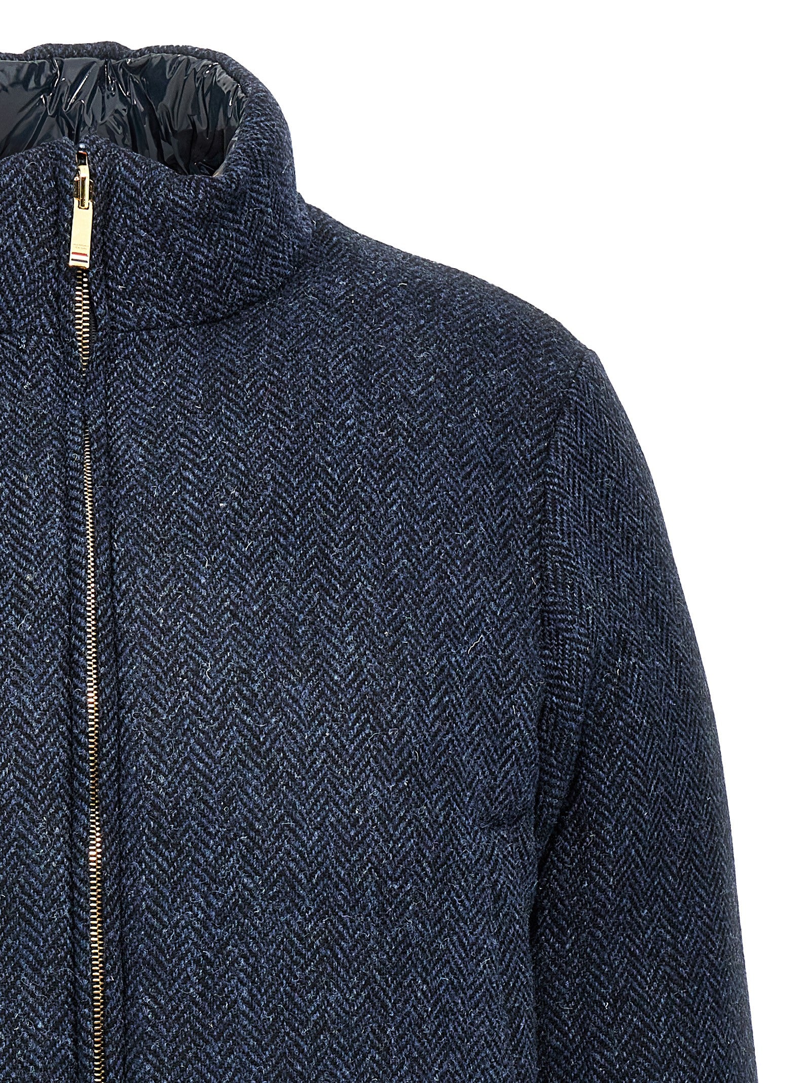 Thom Browne Herringbone Harris Tweed Reversible Down Jacket