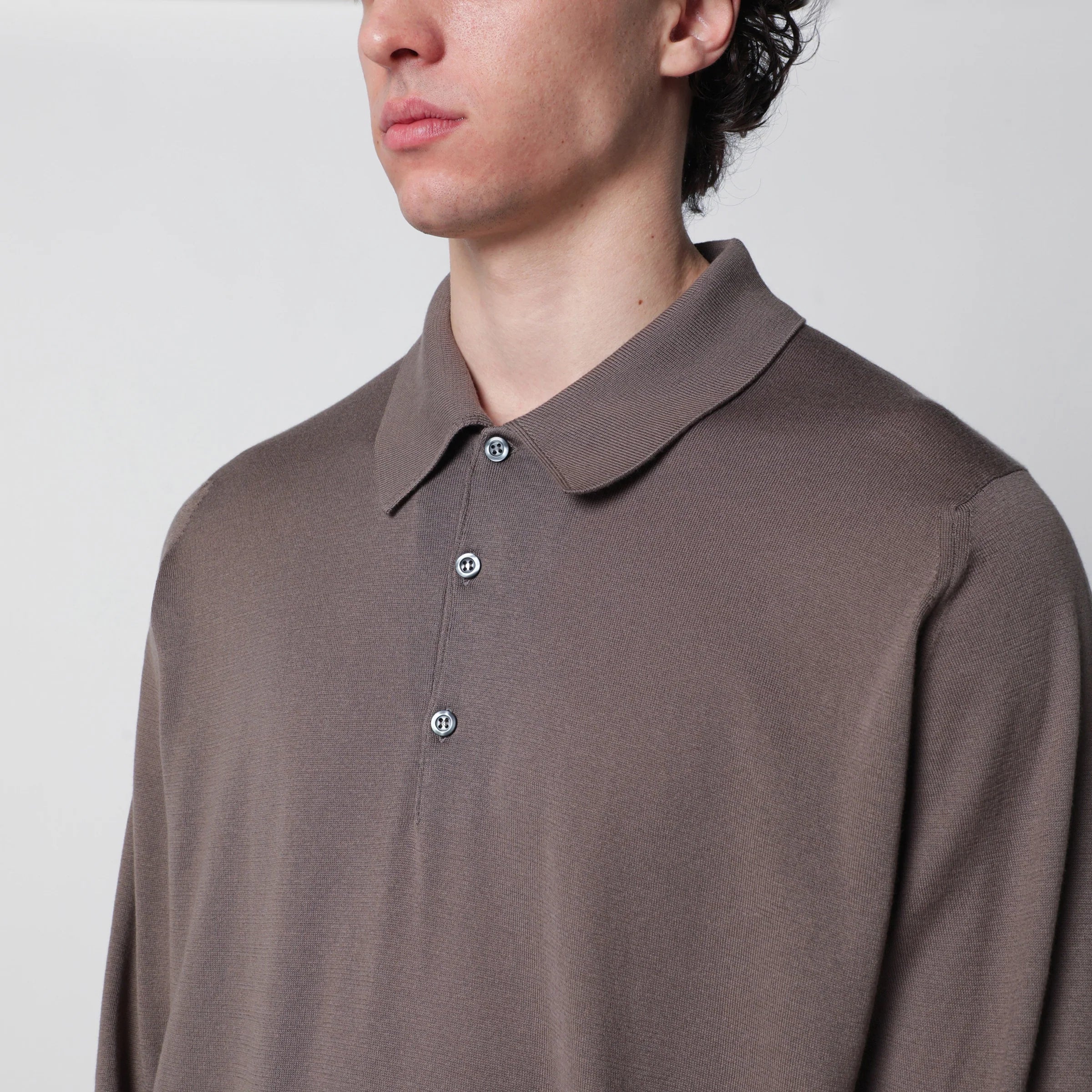 JOHN SMEDLEY Finchley moss beige cotton polo shirt