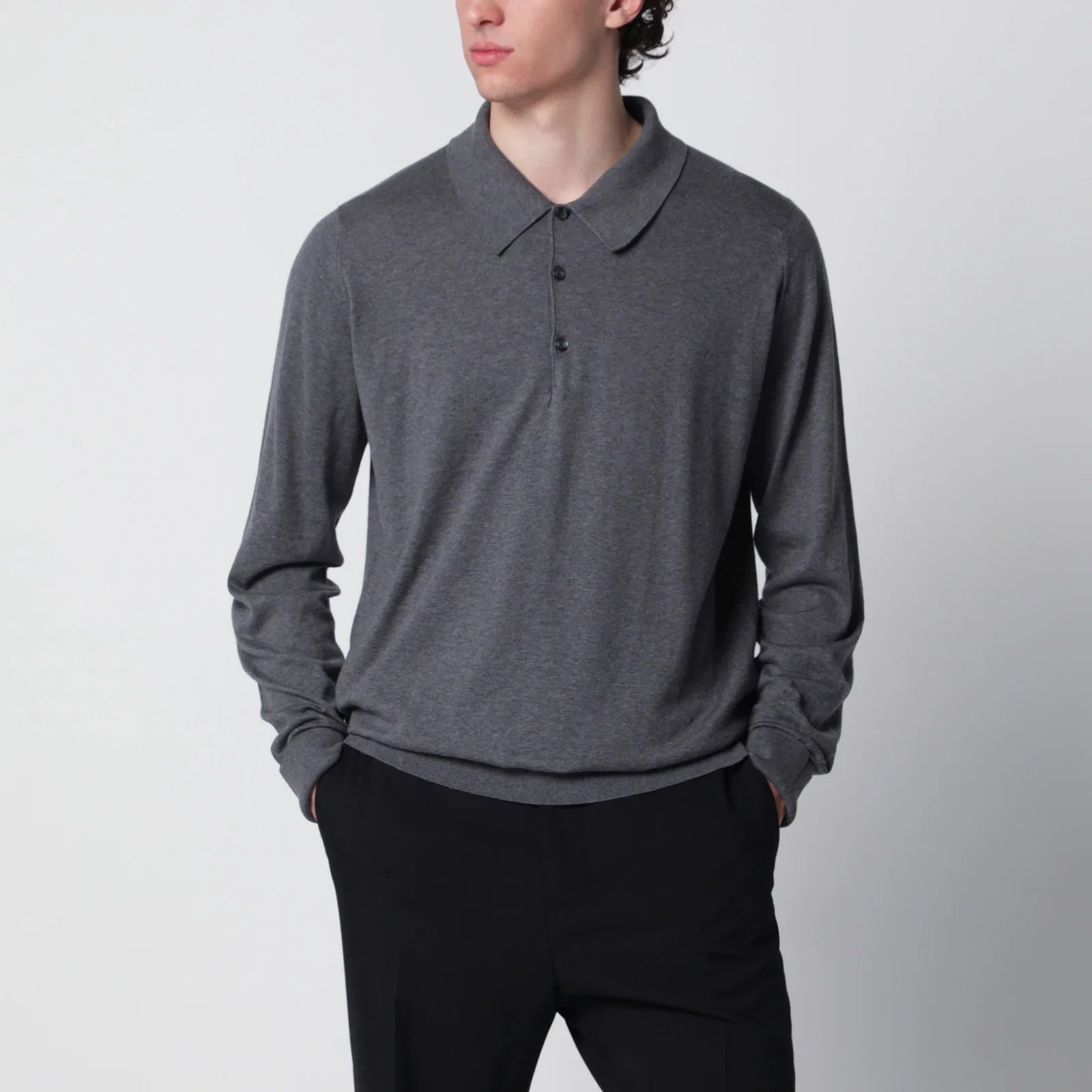JOHN SMEDLEY Gray Finchley polo in cotton