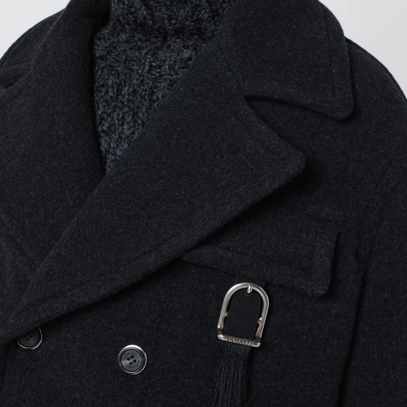 Durazzi Milano Dark grey mélange wool coat
